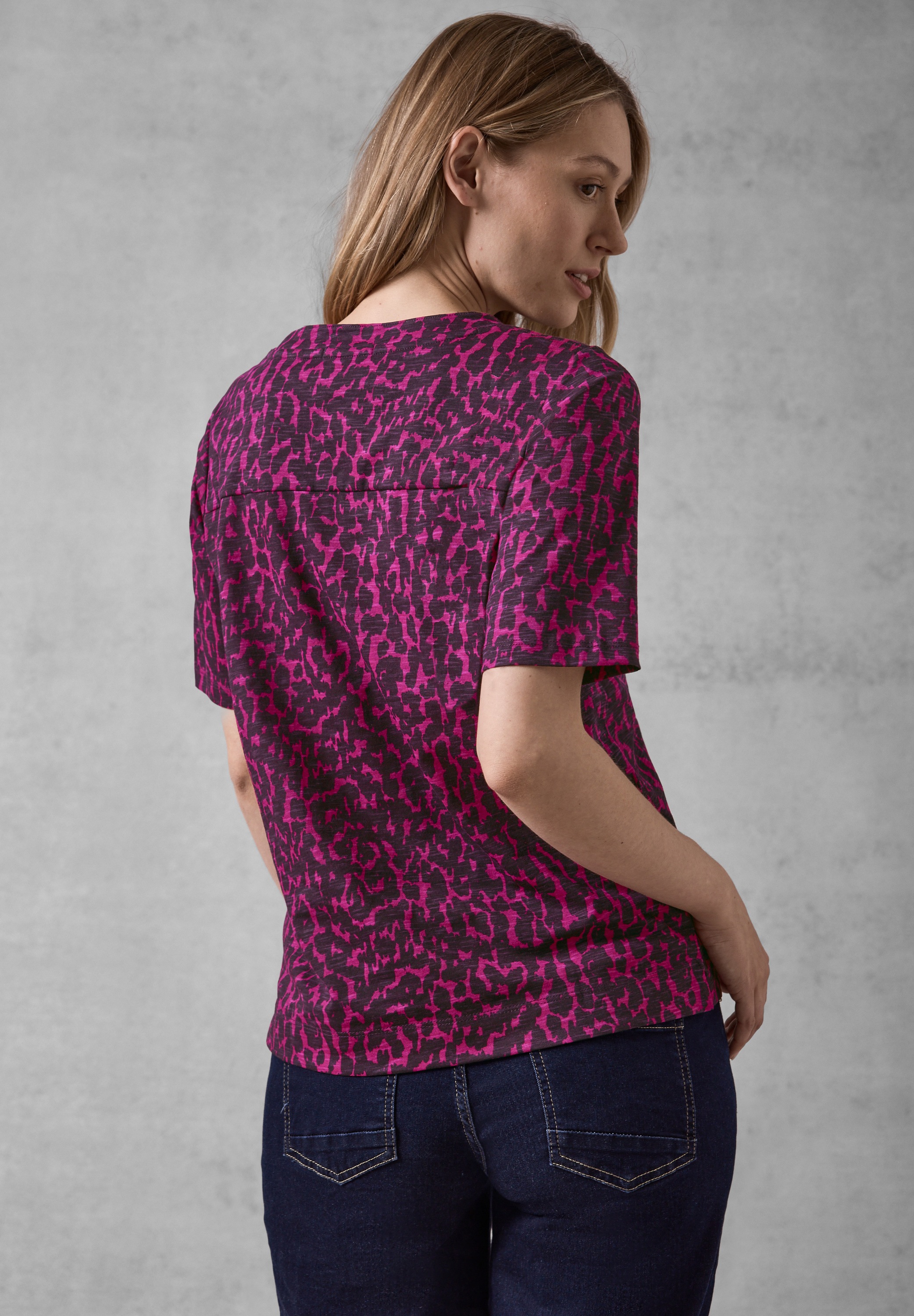 Cecil Print-Shirt, mit geschlitztem Rundhalsausschnitt