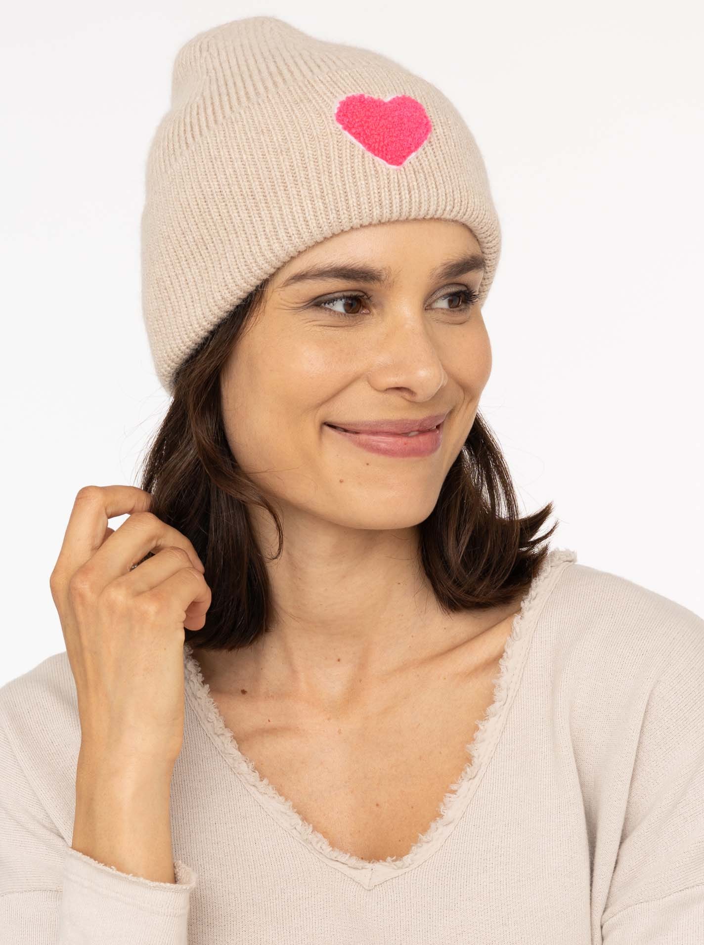 Zwillingsherz Beanie ""Heart Patch"", Grobstrick, Herzmotiv,Wollanteil, bre günstig online kaufen