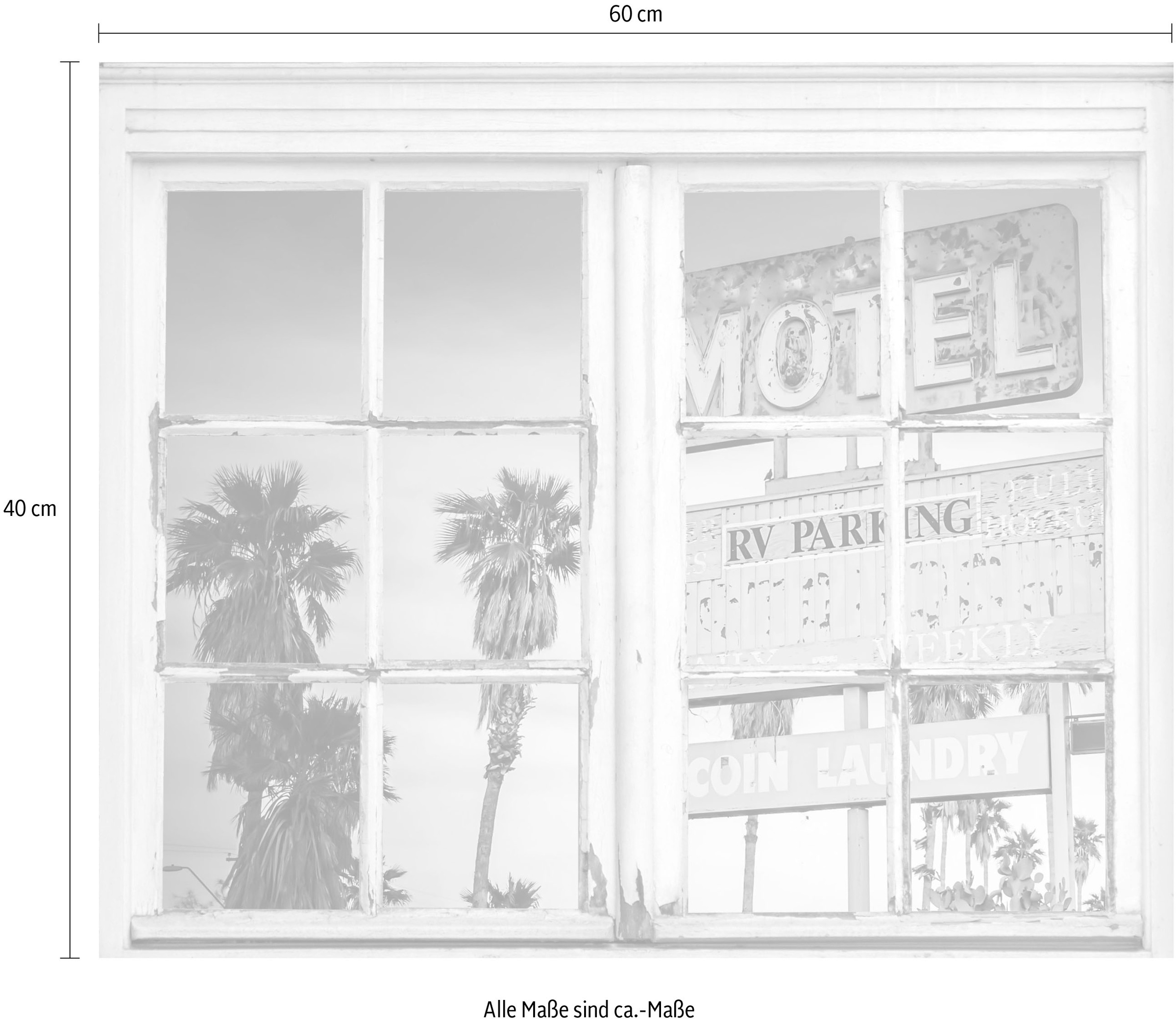 queence Wandsticker »Motel Schild«, Wandsticker, Wandbild, selbstklebend, 3D, Fenster