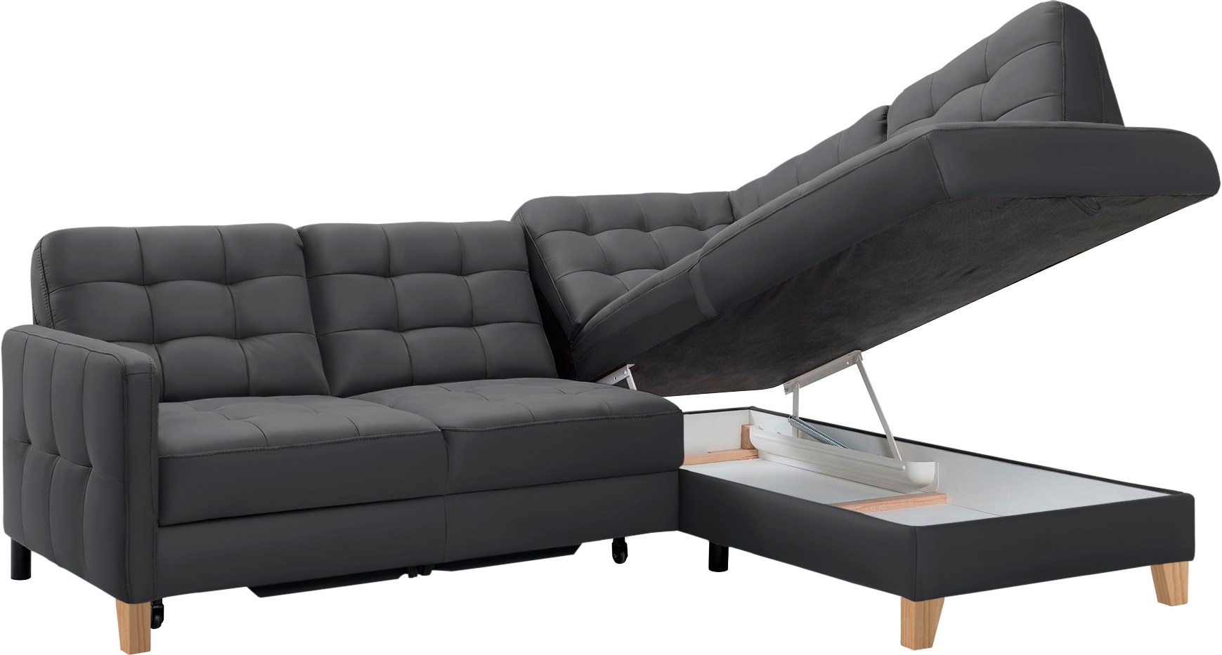 exxpo - sofa fashion Ecksofa »Elio, kompakt und komfortabel, bequem, zeitloses Design, L-Form«, wahlweise mit Bettfunktion und Bettkasten