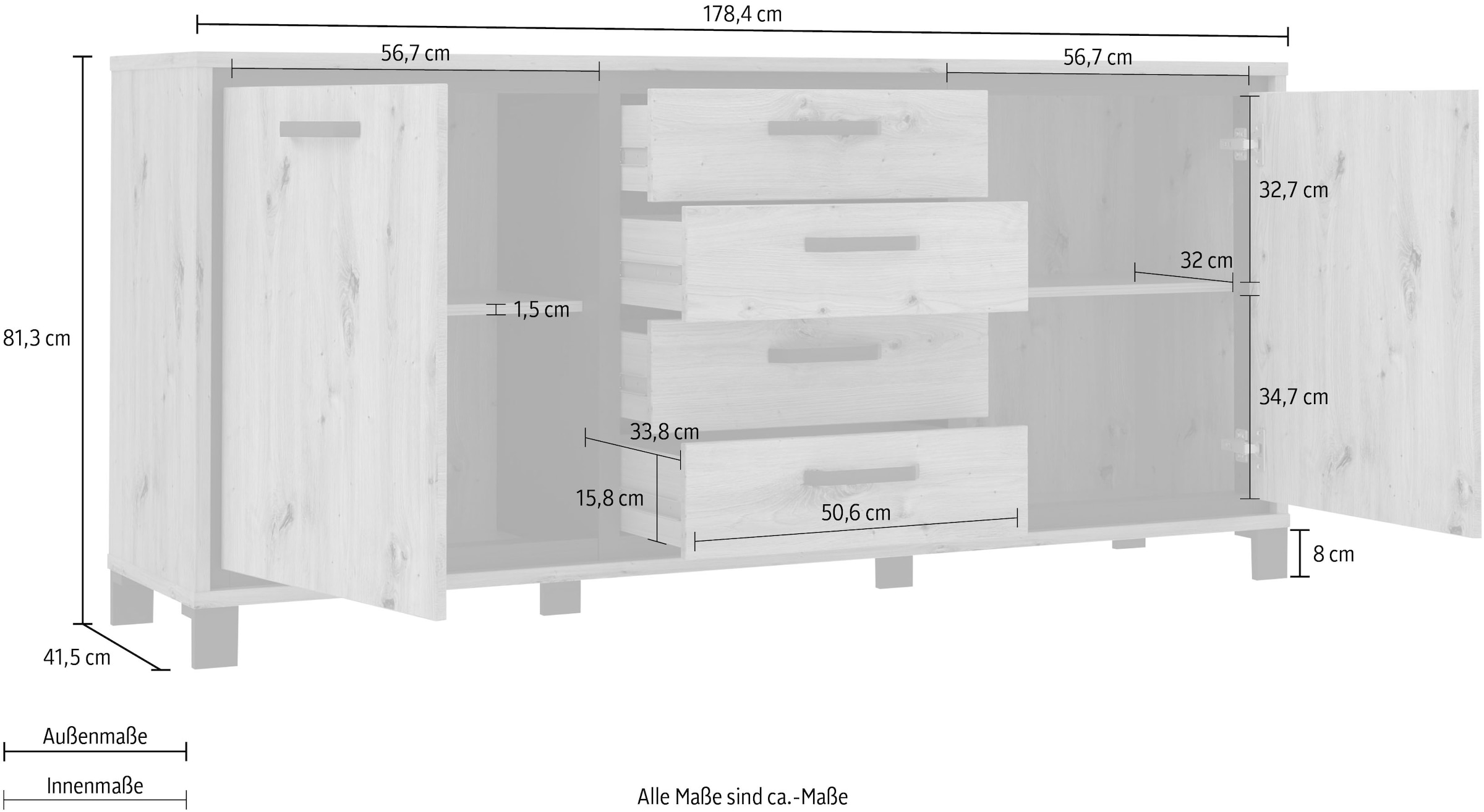 FORTE Sideboard, Breite 178 cm