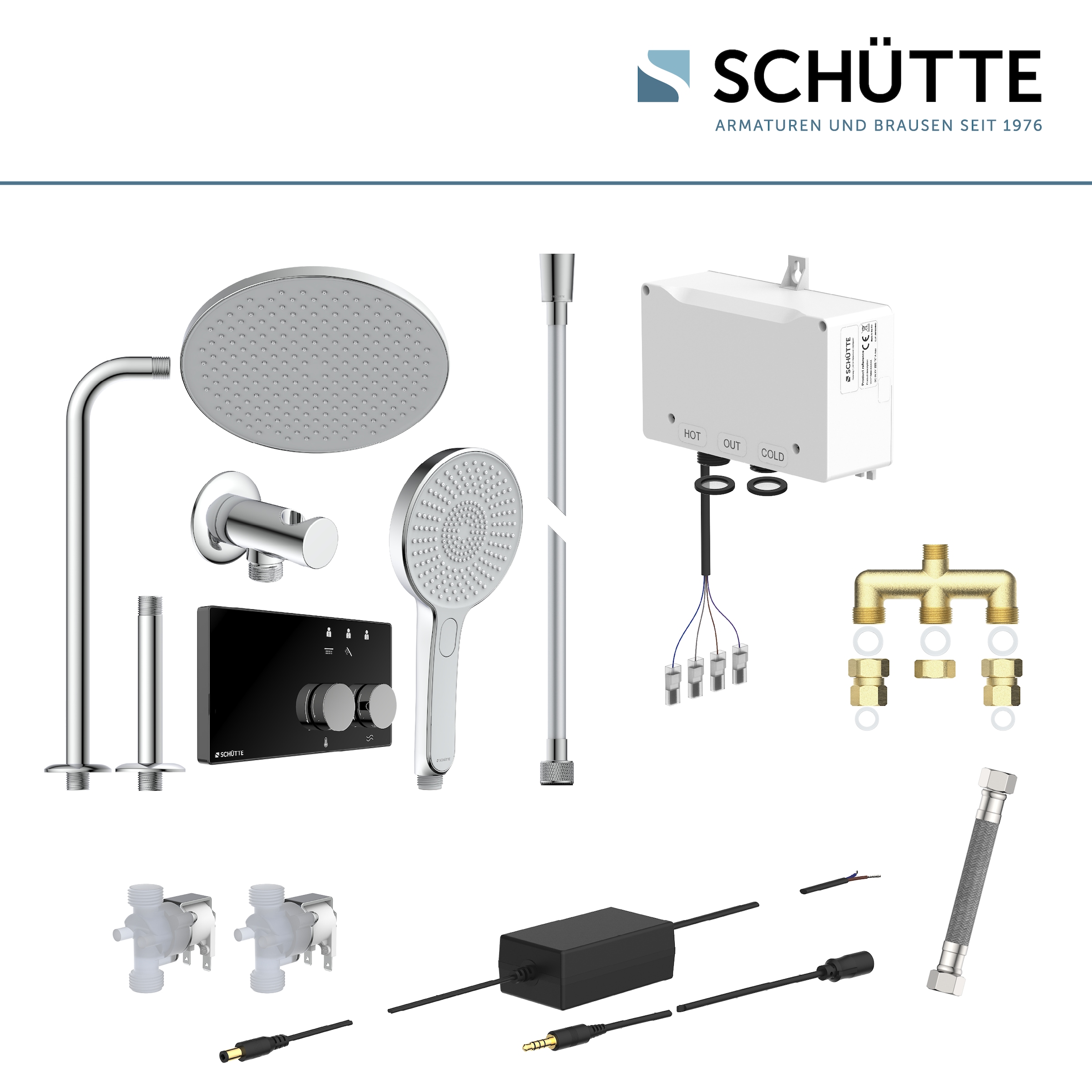Schütte Brausegarnitur »AQUADOT«, Überkopfbrauseset mit digitalem Duschsystem