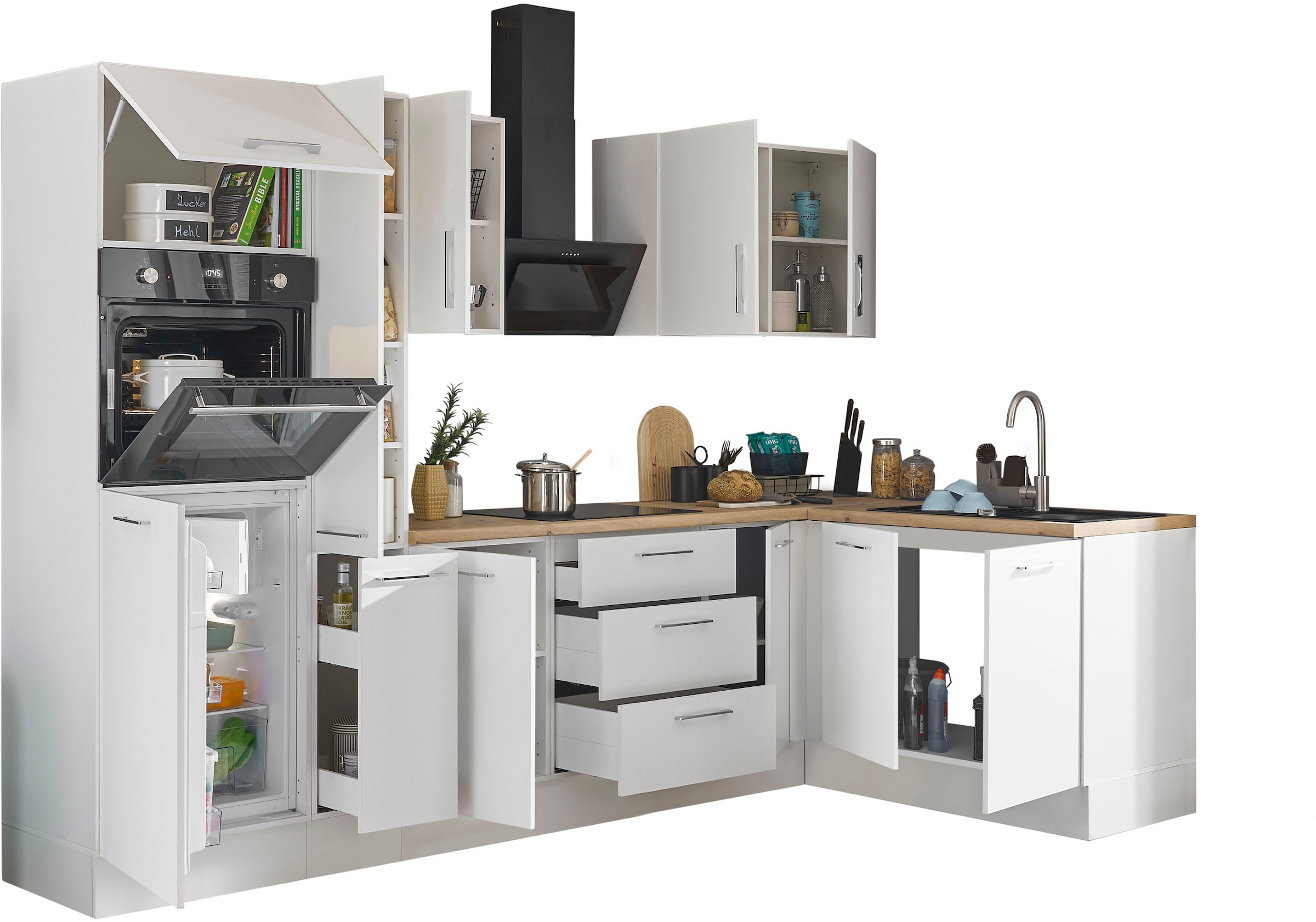 BASIC by Balculina Winkelküche »Turin«, Stellbreite 300x175 cm, wahlweise mit E-Geräten