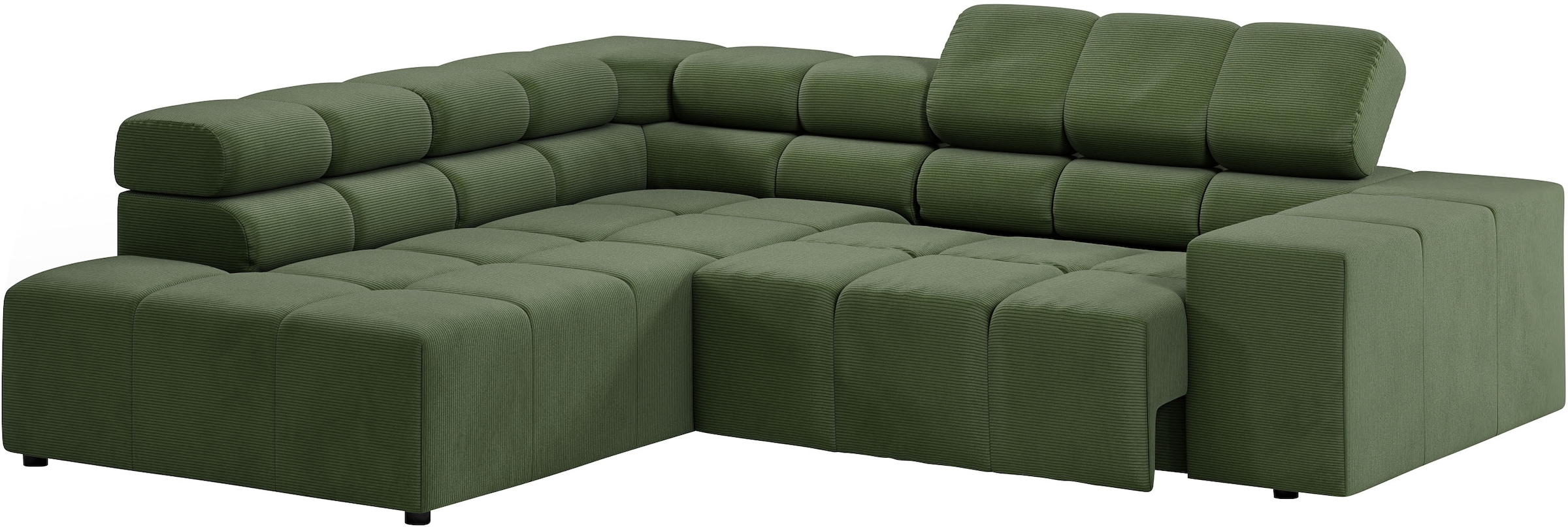 INOSIGN Ecksofa »Ancona, incl. Kopfteilverstellung + 3 Zierkissen, L-Form, bequem«, wahlweise motorische Sitztiefenverstellung, B/T(H: 249/215/70 cm