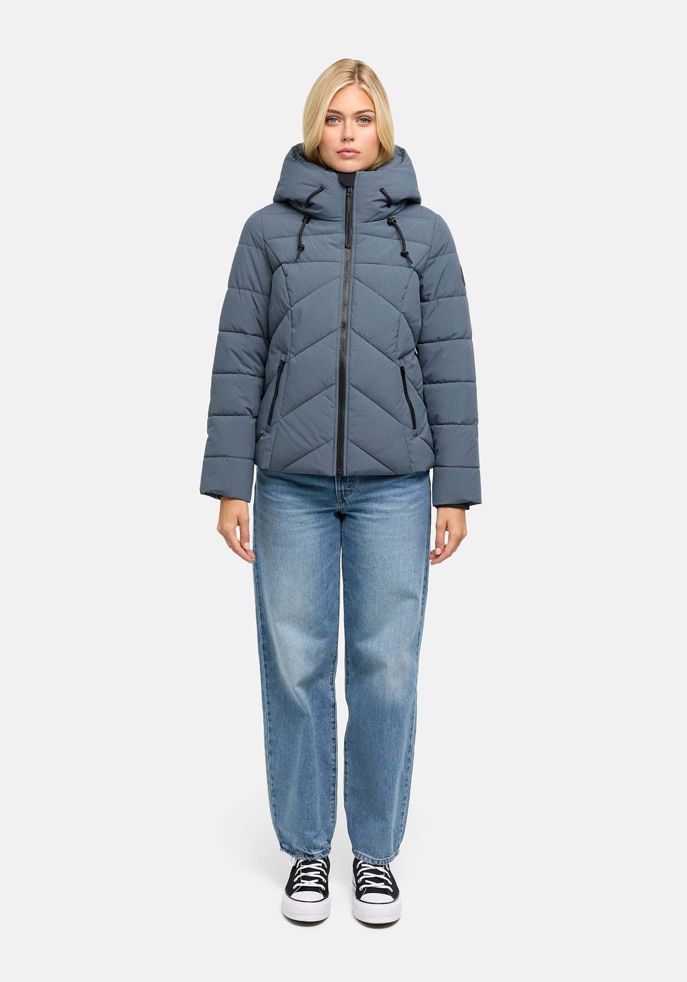 Marikoo Winterjacke "Naanda" mit Kapuze Steppjacke mit diagonaler Steppung, Kapuze, hohem Kragen