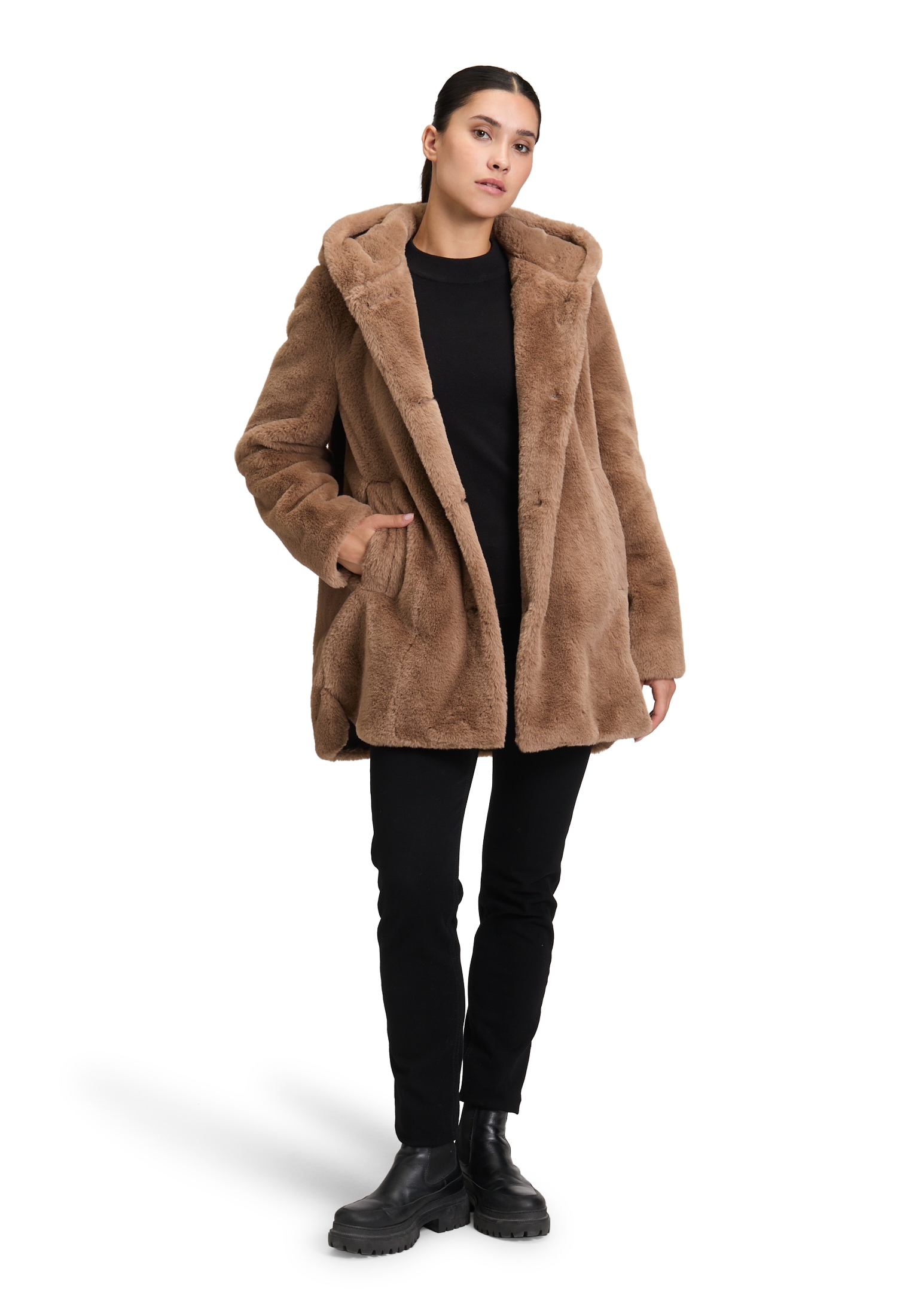 Betty Barclay Plüschjacke »Betty Barclay Damen Plüschjacke mit Kapuze«, mit Kapuze