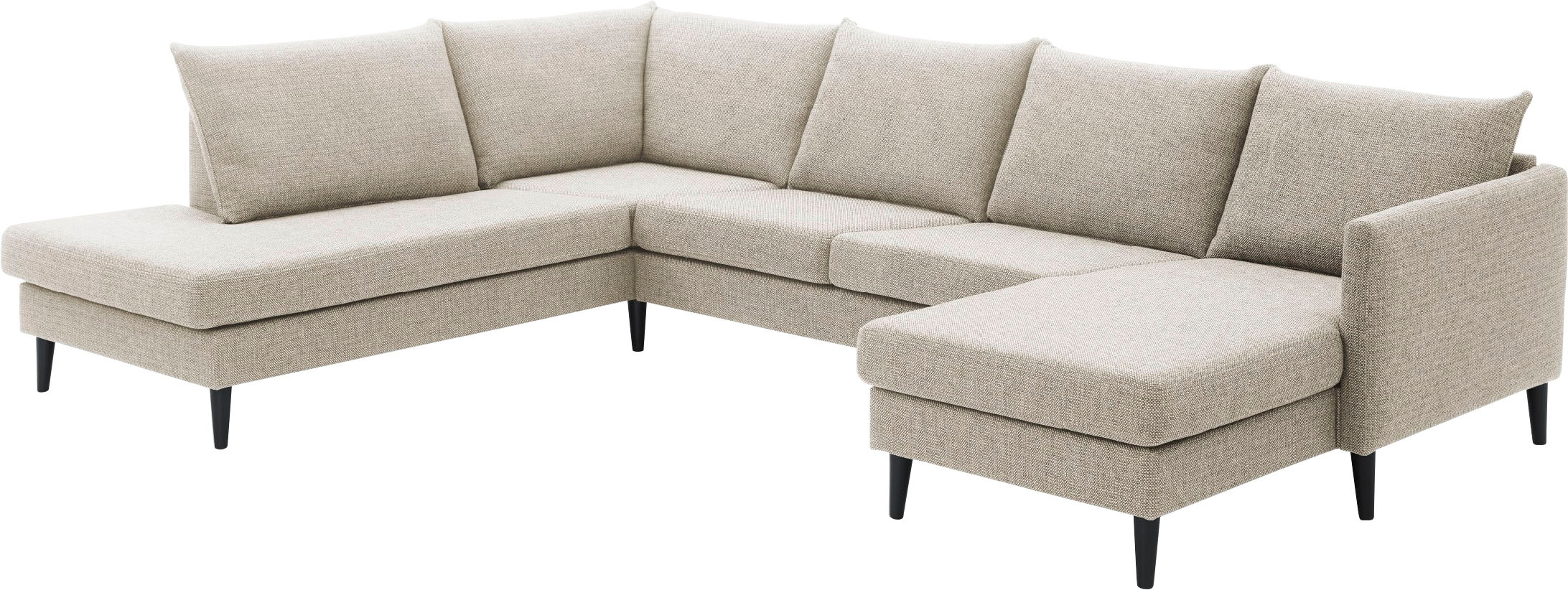 ATLANTIC home collection Wohnlandschaft »Rekvik U-Form«, mit Wellenunterfederung, mit Massivholzfüßen