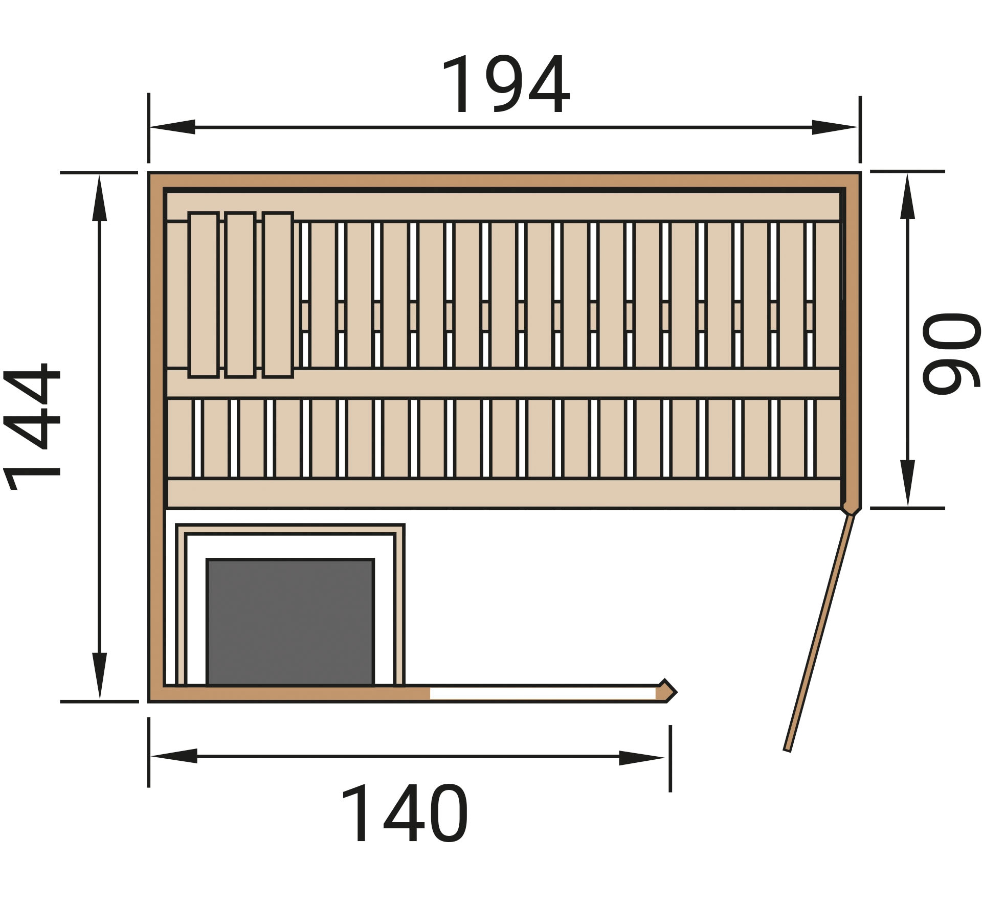 weka Sauna »Element-Ecksauna VARBERG 1«, vorgefertigte Elemente, Fensterelement, moderne Ganzglastür