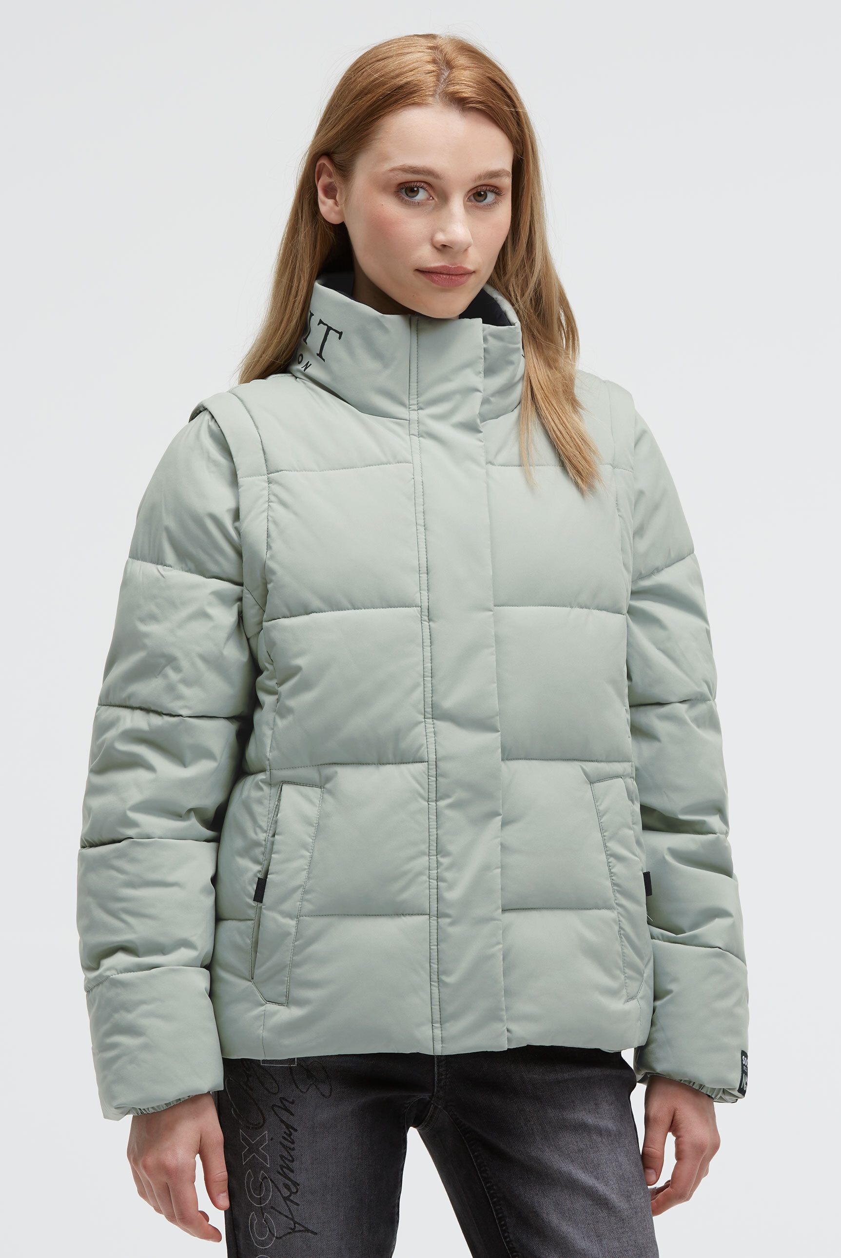 SOCCX Winterjacke ohne Kapuze mit abnehmbaren Ärmeln günstig online kaufen