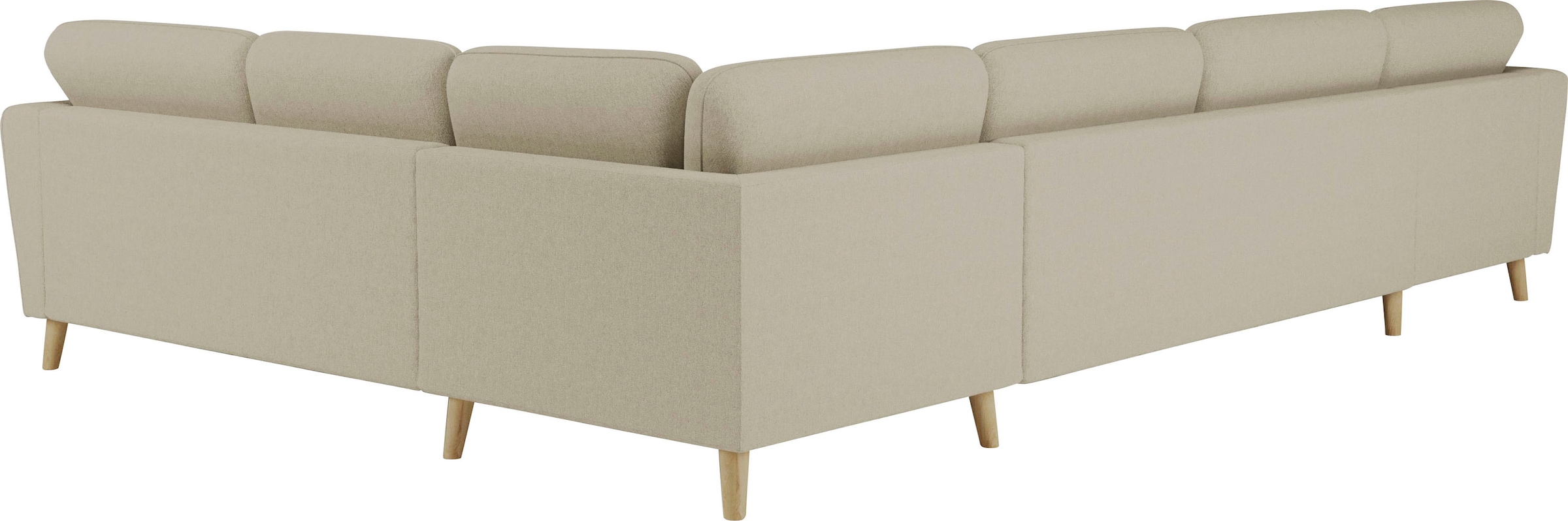 Home affaire Wohnlandschaft »MARSEILLE XXL 349cm, U-Form, Ottomane rechts/links wählbar«, Massivholzbeine aus Eiche, In verschieden Bezügen und Farbvarianten