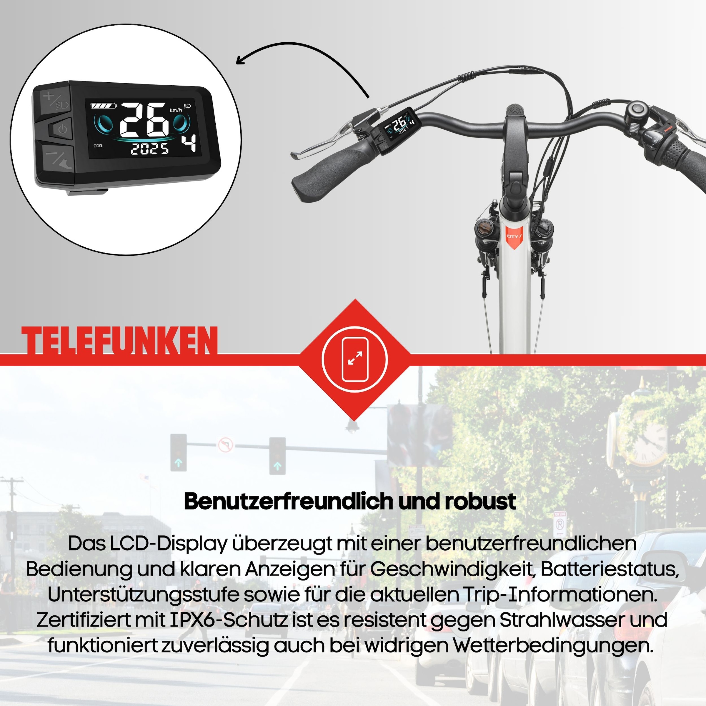 Telefunken »Cityrad Multitalent RC836« 3 Gang Shimano Shimano Nexus Schaltwerk Nabenschaltung Frontmotor 250 W