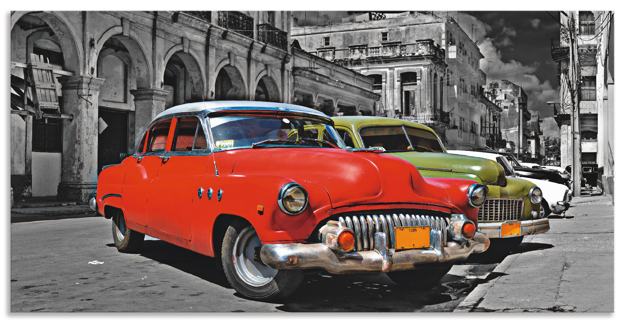 Artland Alu-Dibond-Druck "Ansicht von bunten Havanna Autos" Auto 1 Stk. tlg. für Innen- und Außenbereich geeignet, Outdoorbild