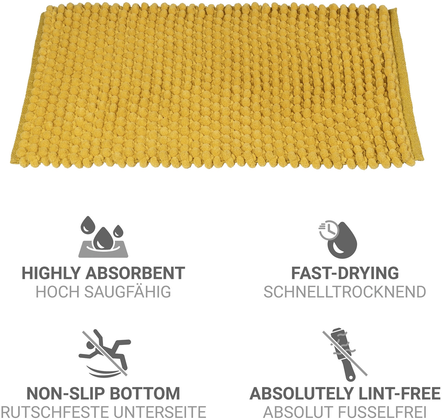 WENKO Badematte »Solivo« Höhe 30 mm rutschhemmend beschichtet