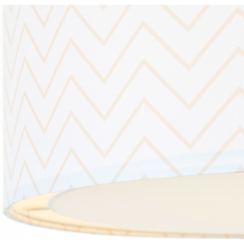 Marken Lüttenhütt Lüttenhütt Deckenleuchte »Tacken«, E27, Deckenlampe mit Zackenmuster - Stoffschirm Ø 40 cm, beige / weiß, Höhe