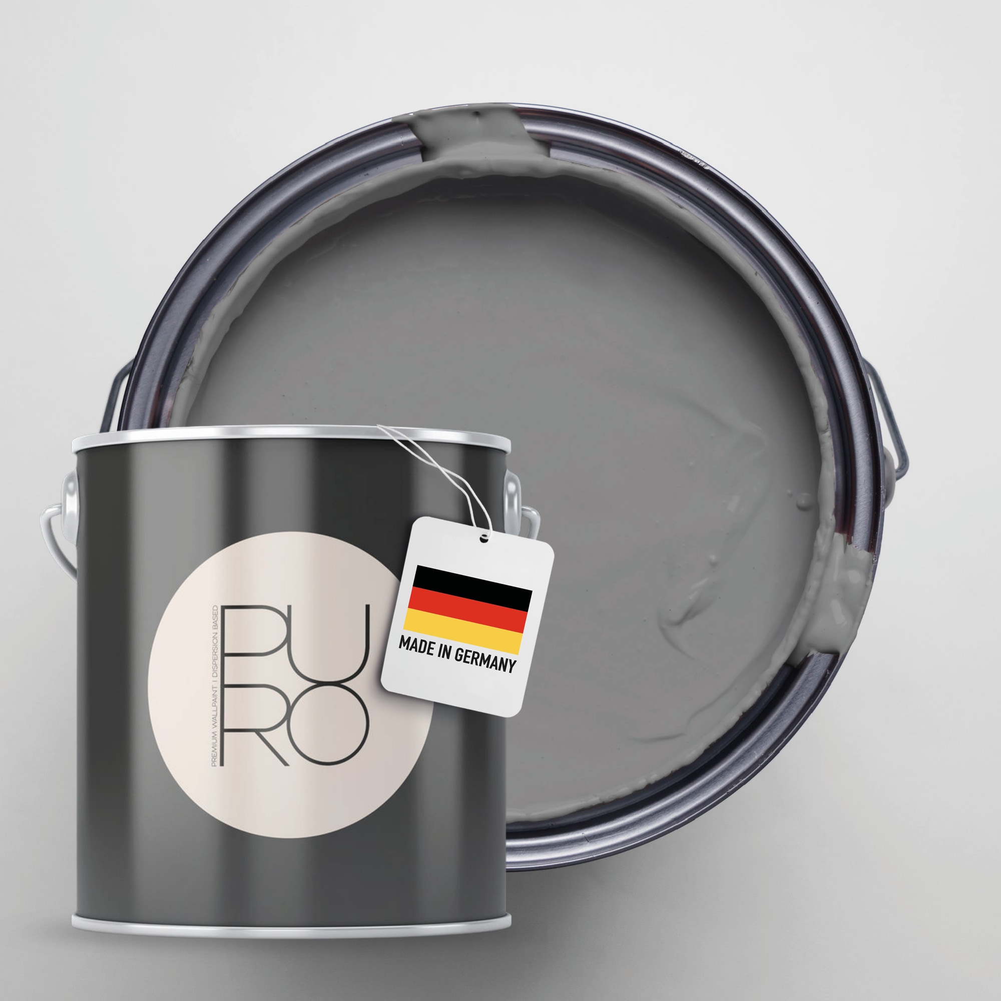 A.S. CRÉATION Wandfarbe "Premium Innenwandfarbe PURO Tuchmatt cool grey", 5 l 5ml, grau, Farben, ideal für Wohnzimmer, Schlafzimmer, Flur und Küche,