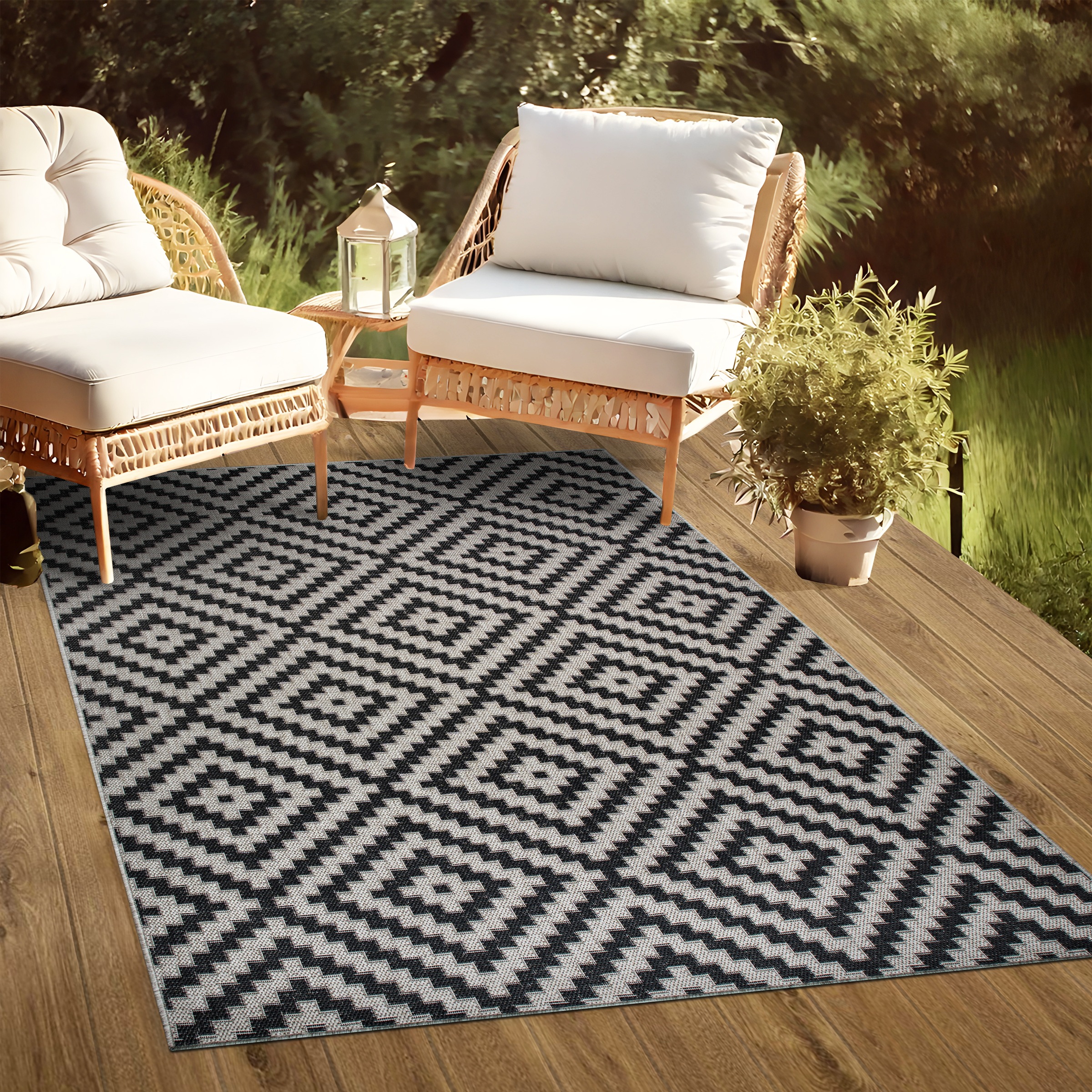 my home Teppich »Cordoba auch als Läufer erhältlich«, rechteckig, 3 mm Höhe, In- und Outdoor geeignet, Sisal-Optik, Wetterfest & UV-beständig, Boho