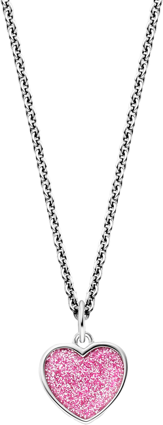 HERZENGEL Mädchen Kette mit Anhänger "Glitzerherz", Silber 925 (Sterlingsilber), L: 39 B: 1,25mm, bunt, Silber 925 (Sterlingsilber), B:1,25mm,