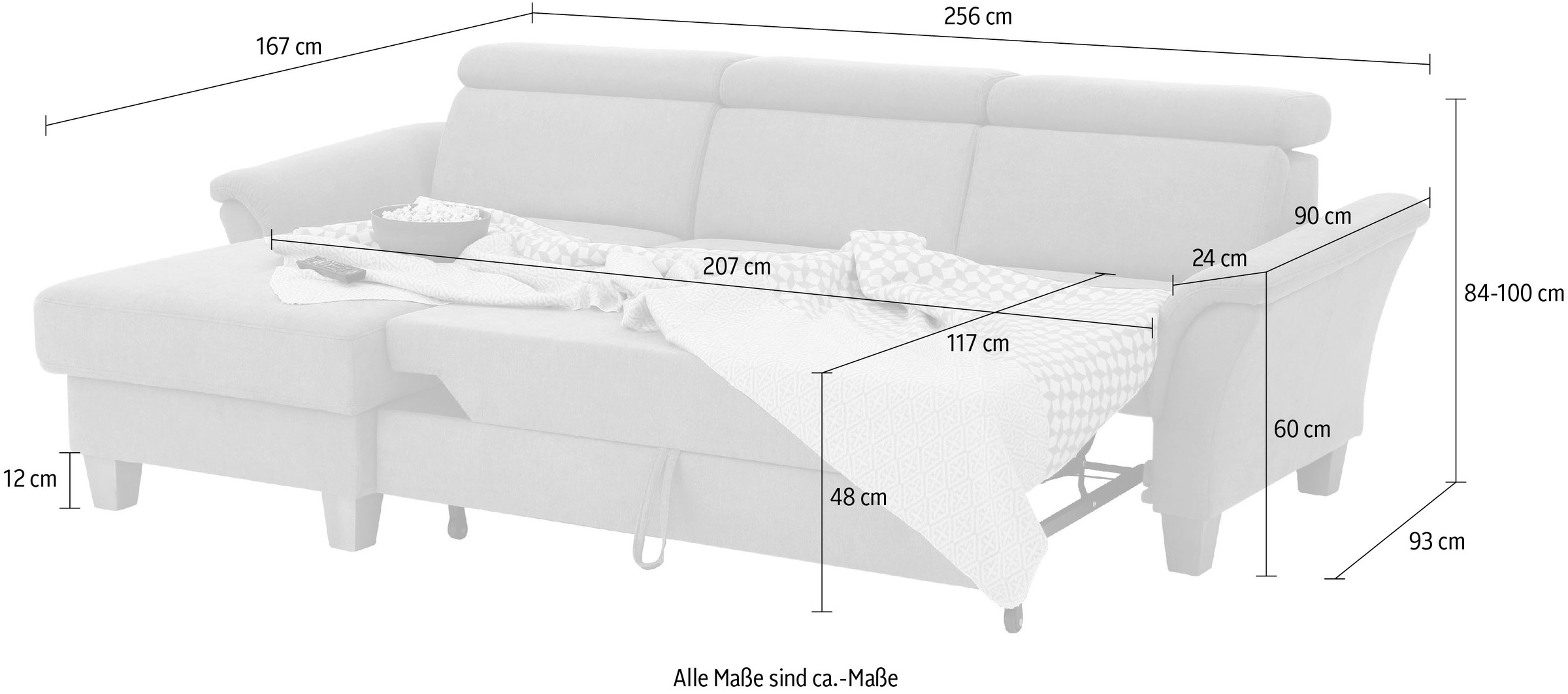 Home affaire Ecksofa »Conville L-Form«, Federkern, wahlweise mit Bettfunktion und Bettkasten bzw. Stauraum