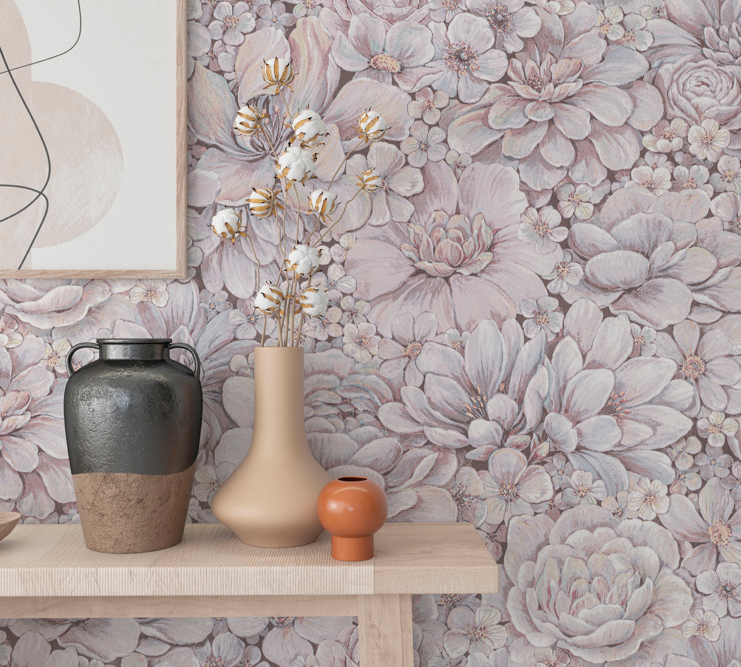 Blattmotiv BAUR auf matt, Wohnzimmer Rechnung Küche »Flower«, für | Schlafzimmer Marburg Vliestapete Vliestapete moderne