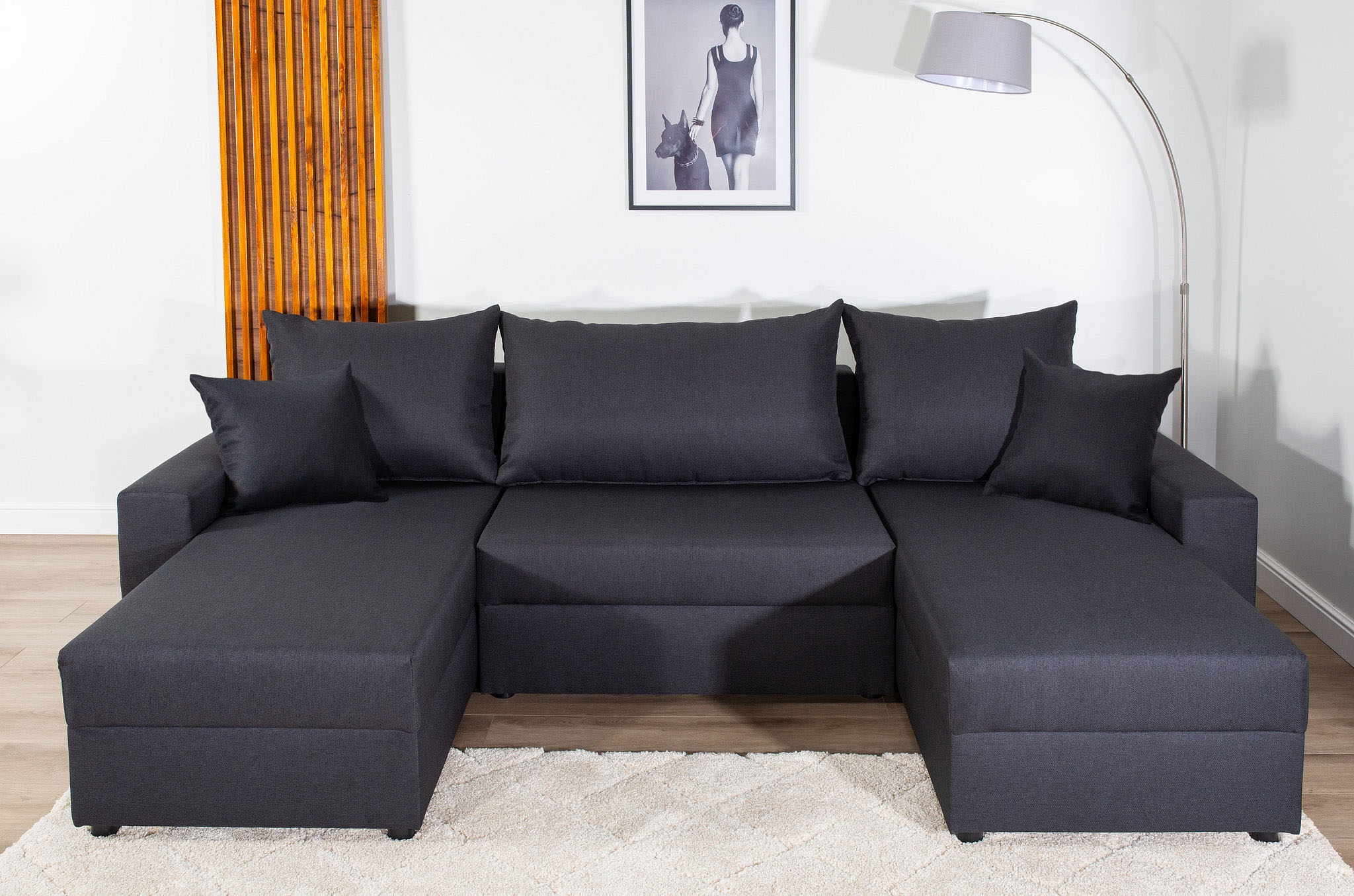 Wohnlandschaft COLLECTION AB, B:252cm H:39cm T:158cm, grau, 100%Polyester, Sofas, "Pico U-Form", Wohnlandschaft,2 X Ottomane,Polyätherschaum