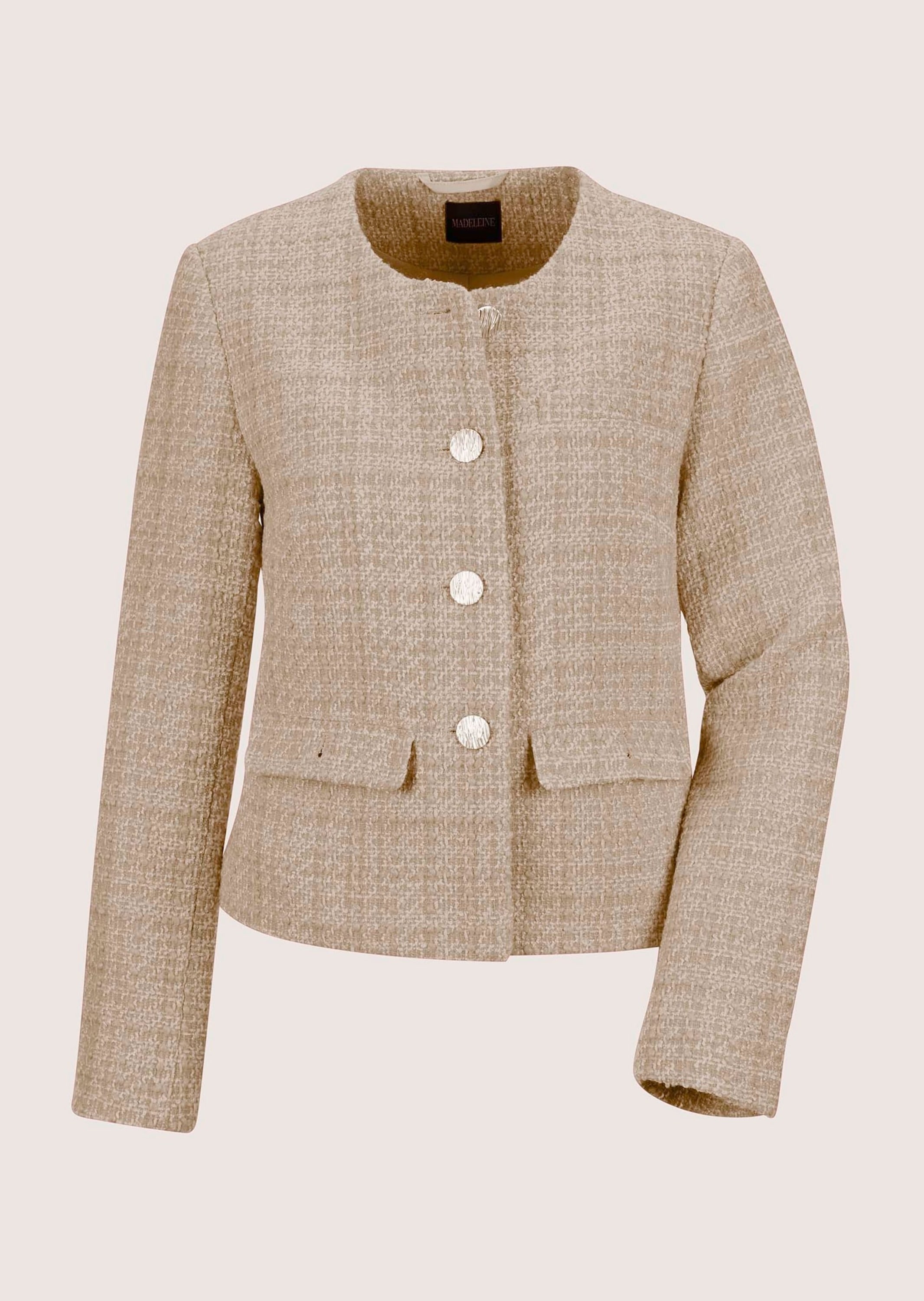 MADELEINE Jerseyblazer "Blazer Eleganter Tweed-Kurzblazer mit Metallknöpfen günstig online kaufen