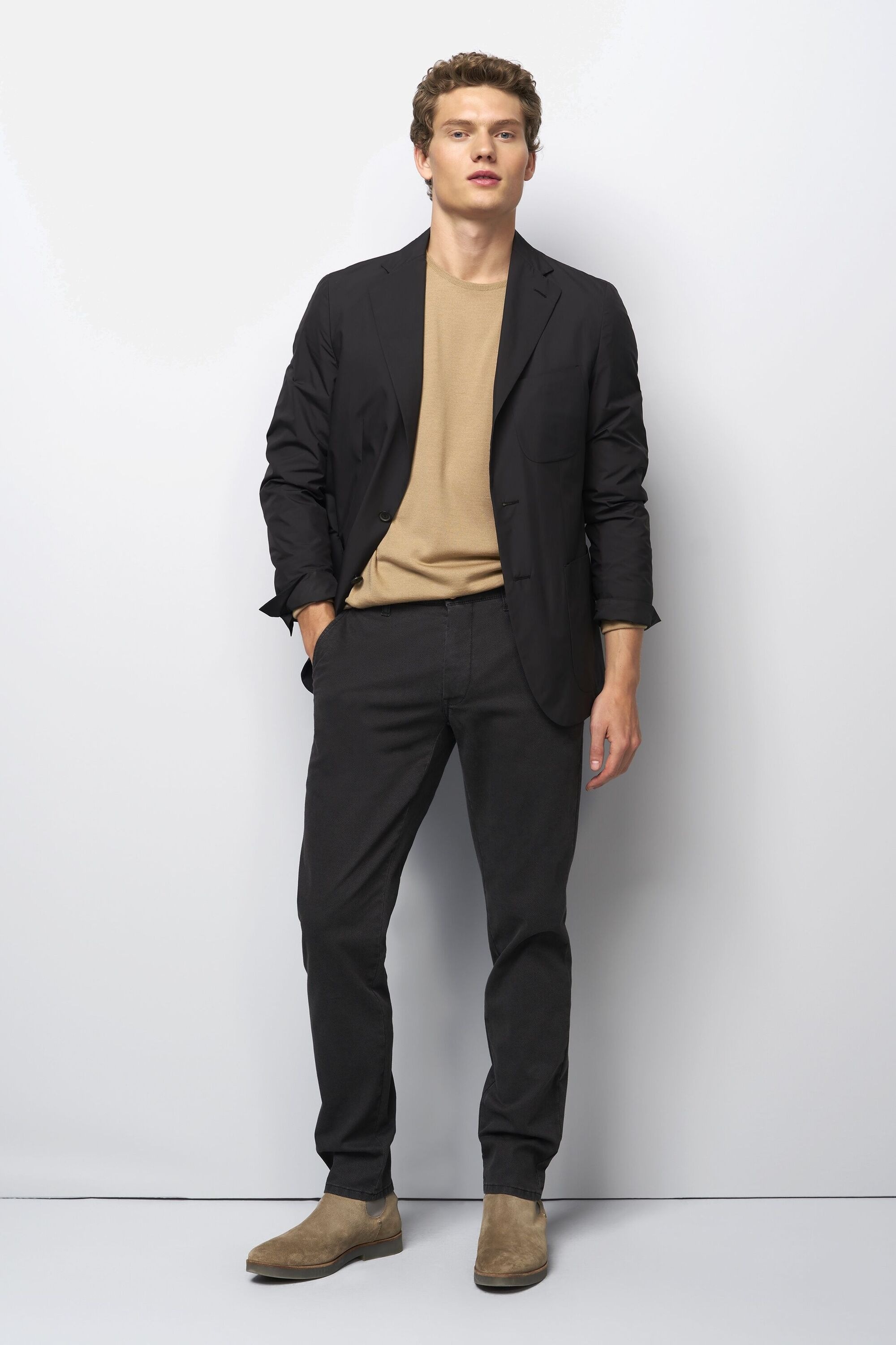 Chinos MEYER "M5 Move", Herren, Gr. 36, Länge 34, grau (anthrazit), 76% Baumwolle, 22% Polyester, 2% Elasthan, unifarben, regular fit lang, Hosen, M5 Move in Micro-Struktur