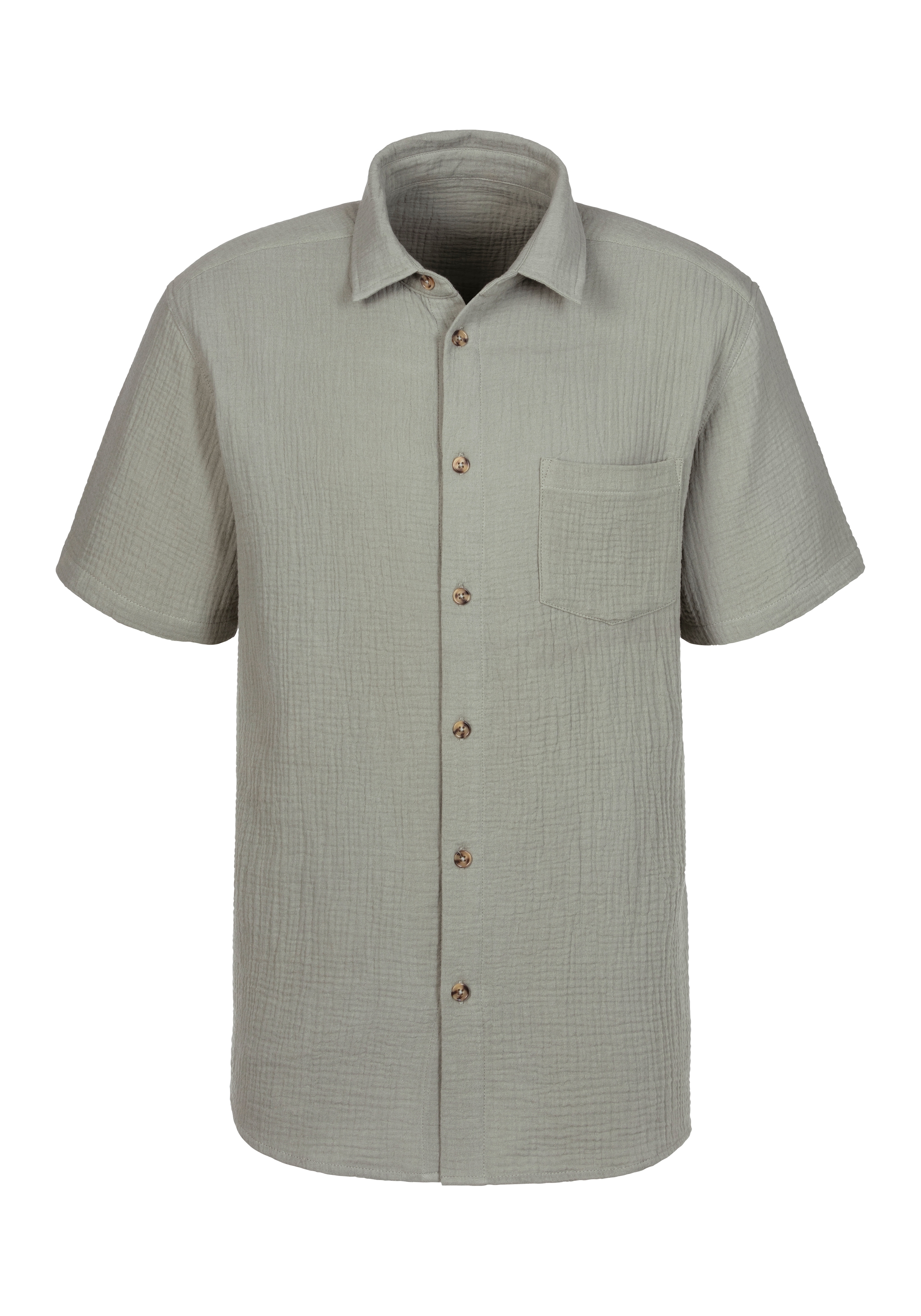 Beachtime Kurzarmhemd »Regular fit«, Kurzarm, Freizeithemd aus Musselin-Ware
