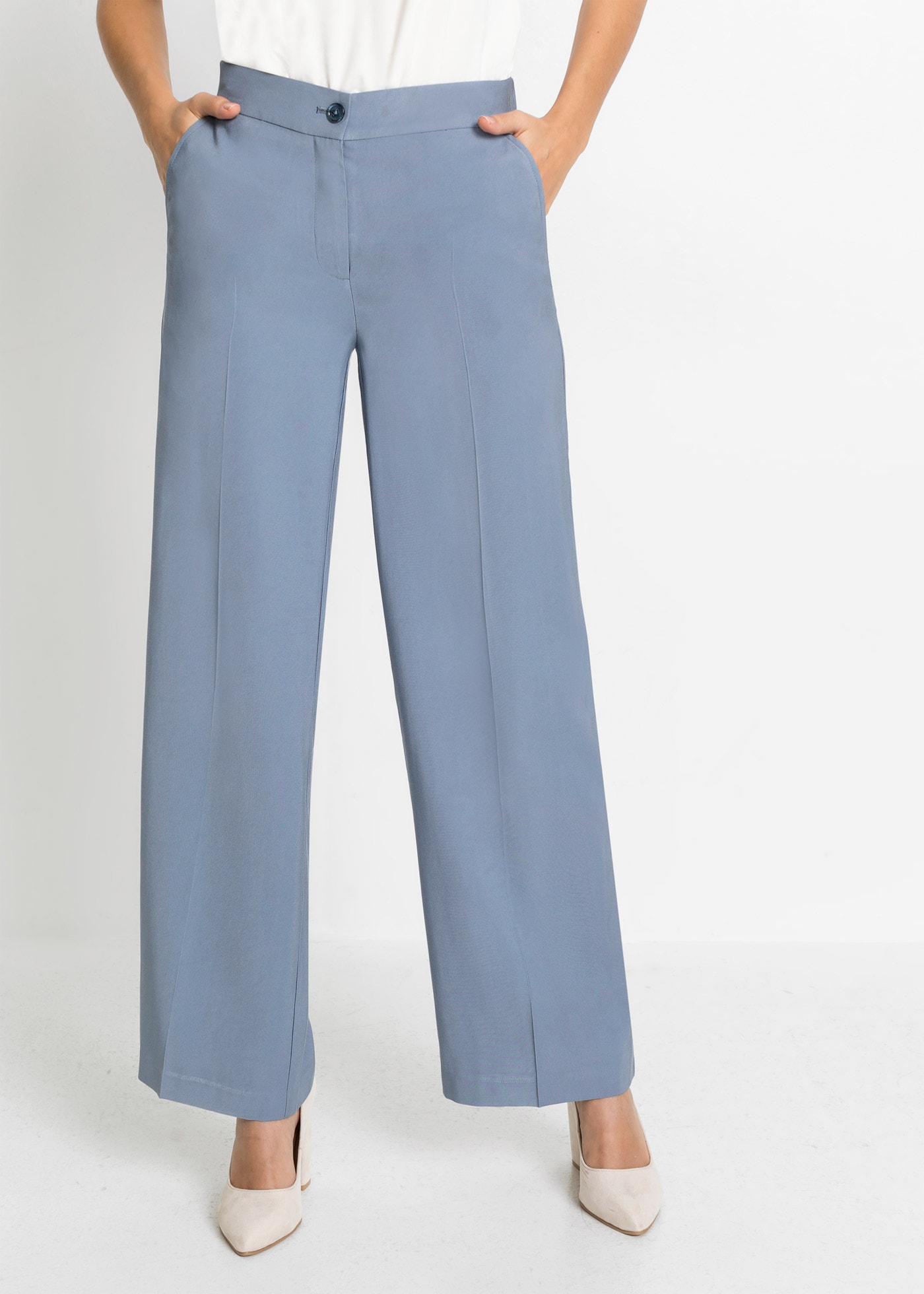 bonprix Stoffhose »Leichte Marlenehose mit Viskose«  Marlenehose, Loose Fit, weites Bein, femininer Stil