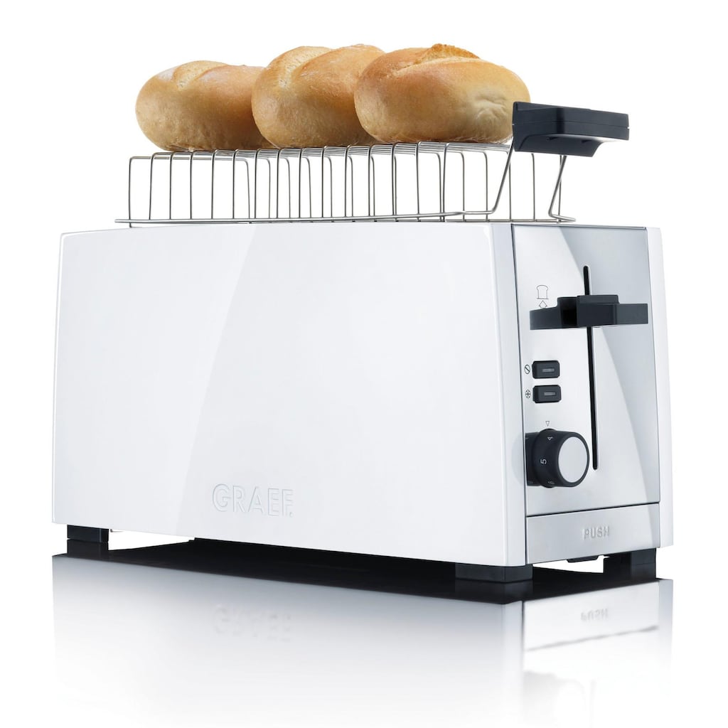 Graef Toaster »TO 101, weiß-matt«, 2 lange Schlitze, für 4 Scheiben, 1380 W