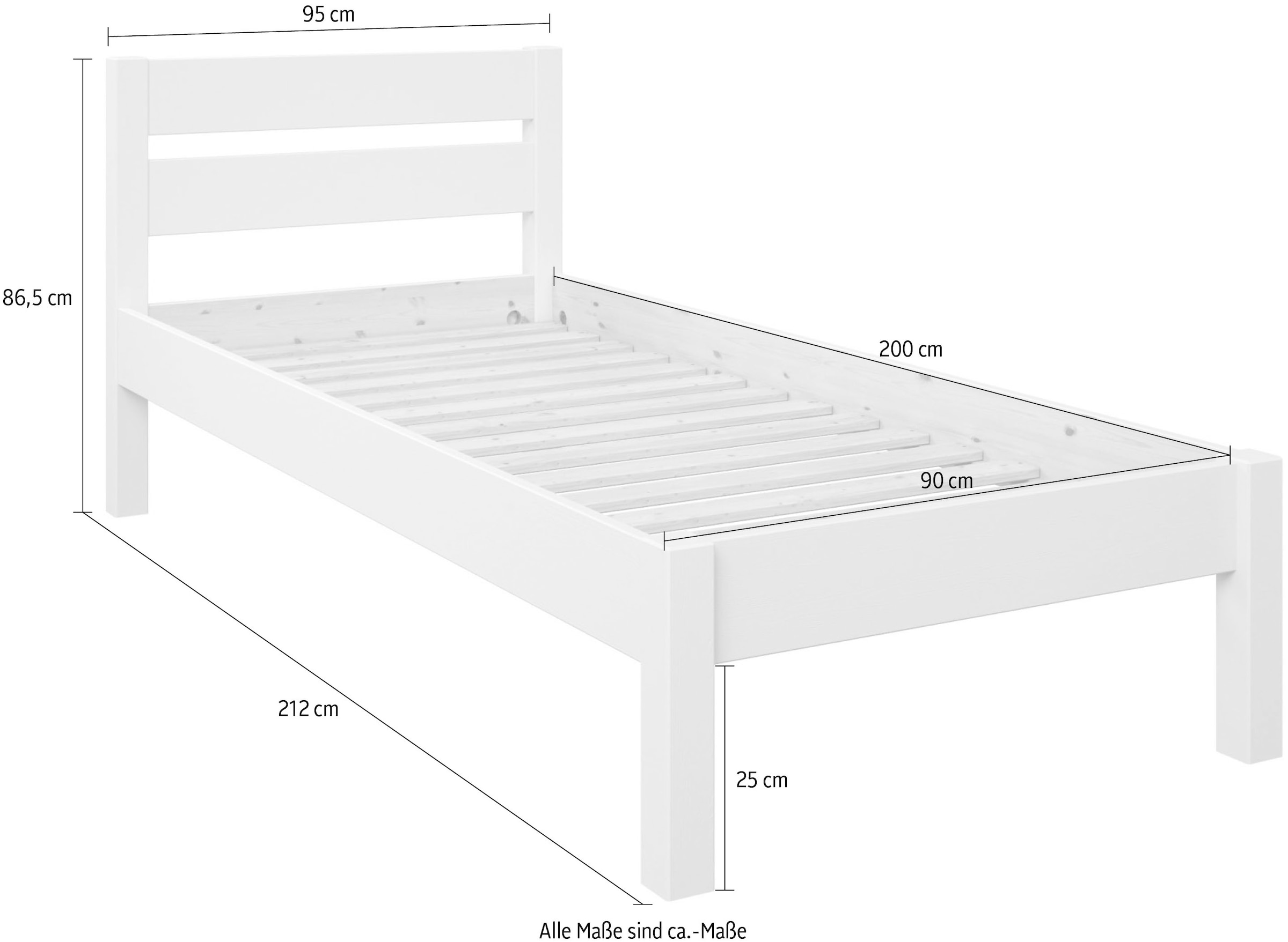 Home affaire Bett »"NOA " ideal für das Jugendzimmer«, zertifiziertes Massivholz, skandinavisches Design