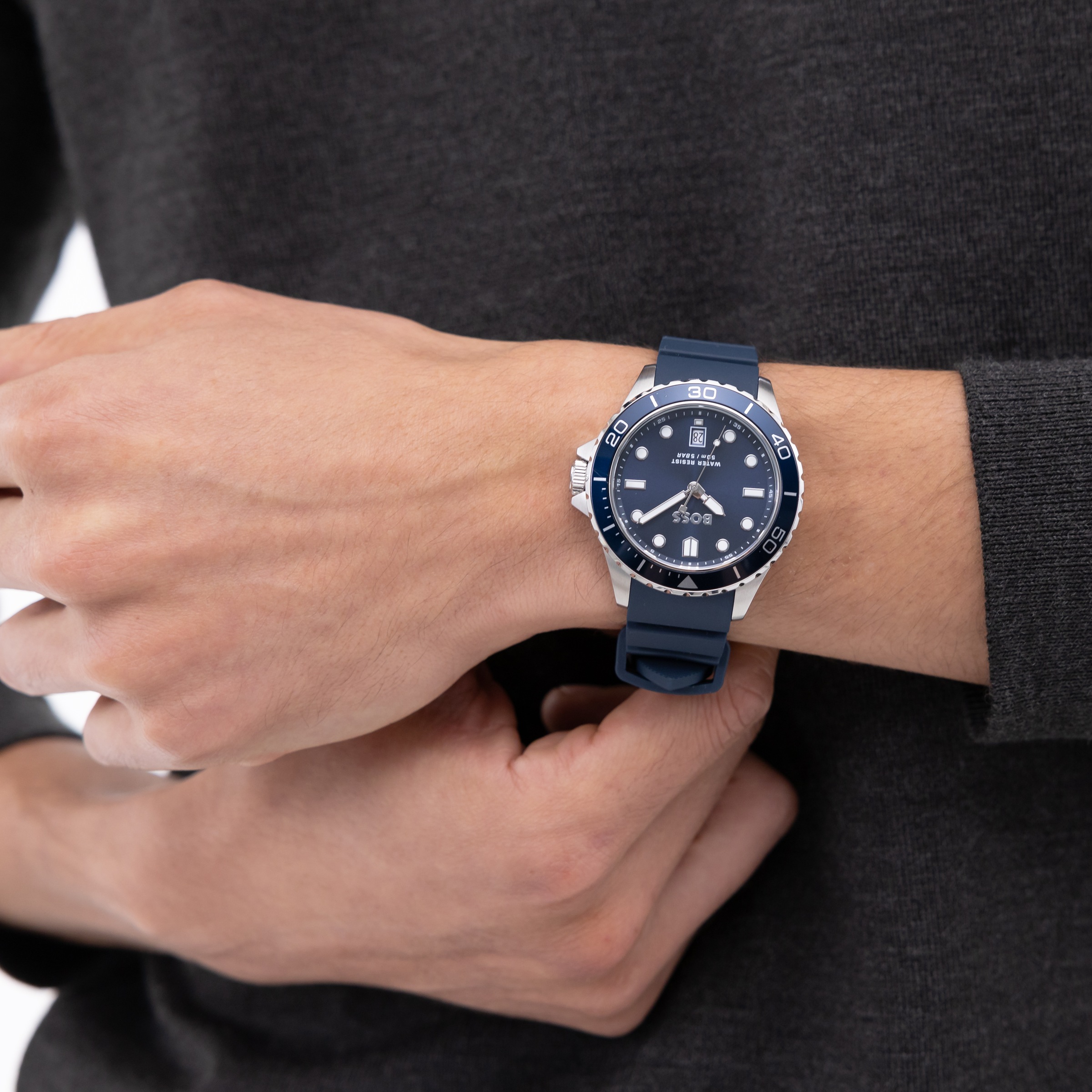 BOSS Quarzuhr »TROPER SPORT« Armbanduhr, Herrenuhr, Silikonarmband, analog, Tag