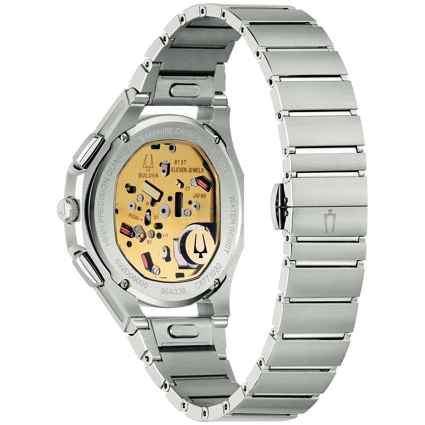 Bulova Chronograph »Curv« Quarzuhr, Armbanduhr, Herrenuhr, Edelstahlarmband, analog