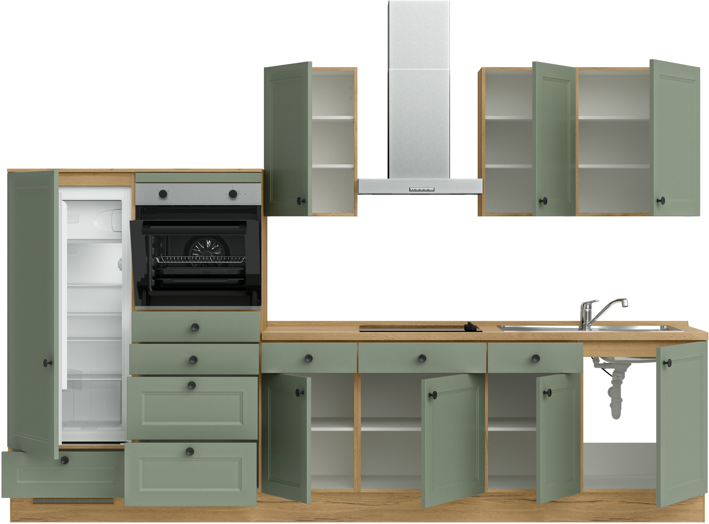 nobilia® Küchenzeile »"Cascada I"«, vormontiert, Ausrichtung wählbar, Breite 330 cm, wahlw. mit E-Geräten