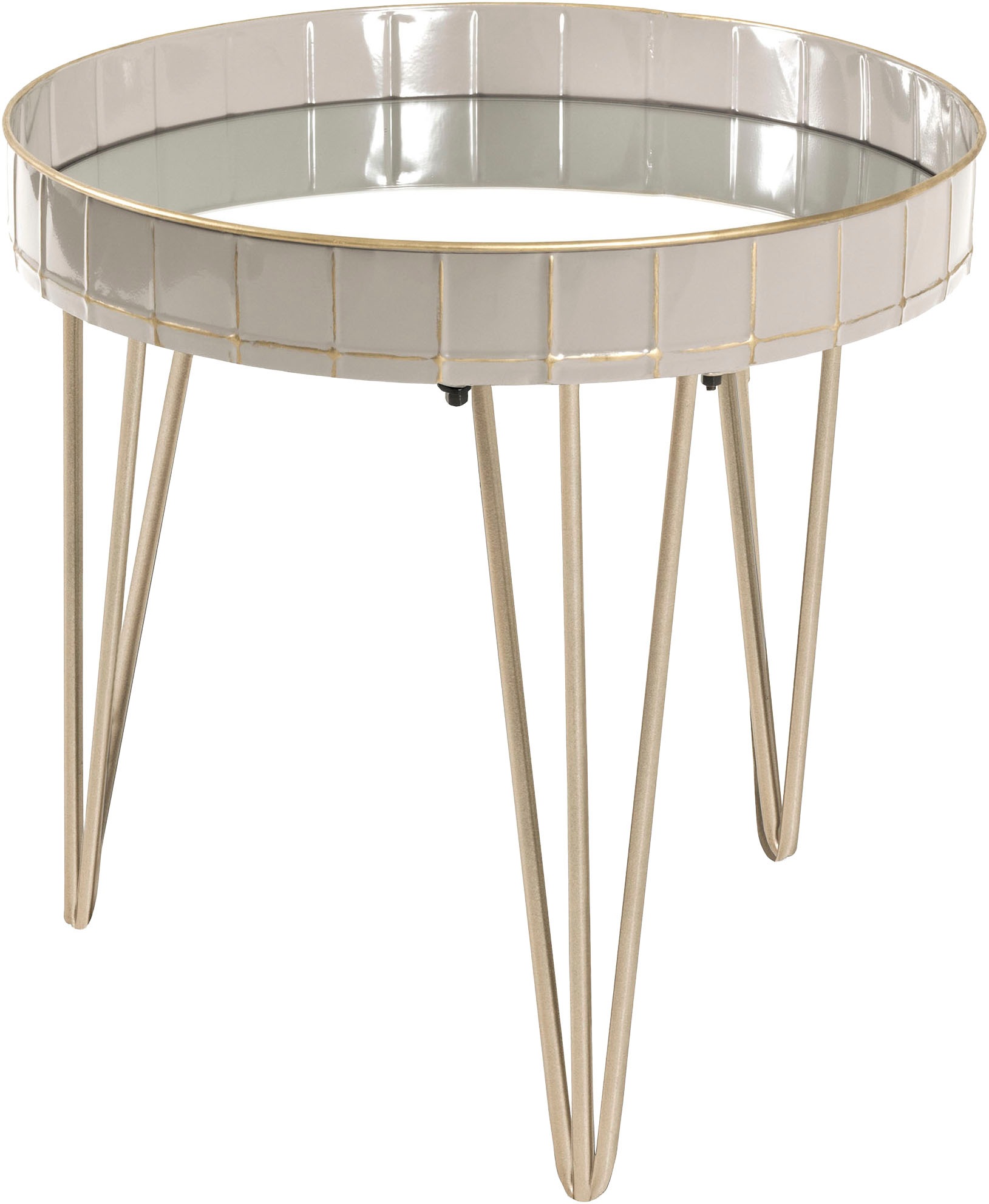 HAKU Beistelltisch "Sofatisch, Wohnzimmertisch" 1 Stk. tlg. rund - aus Metall Beige - Ø/H 51/50 cm