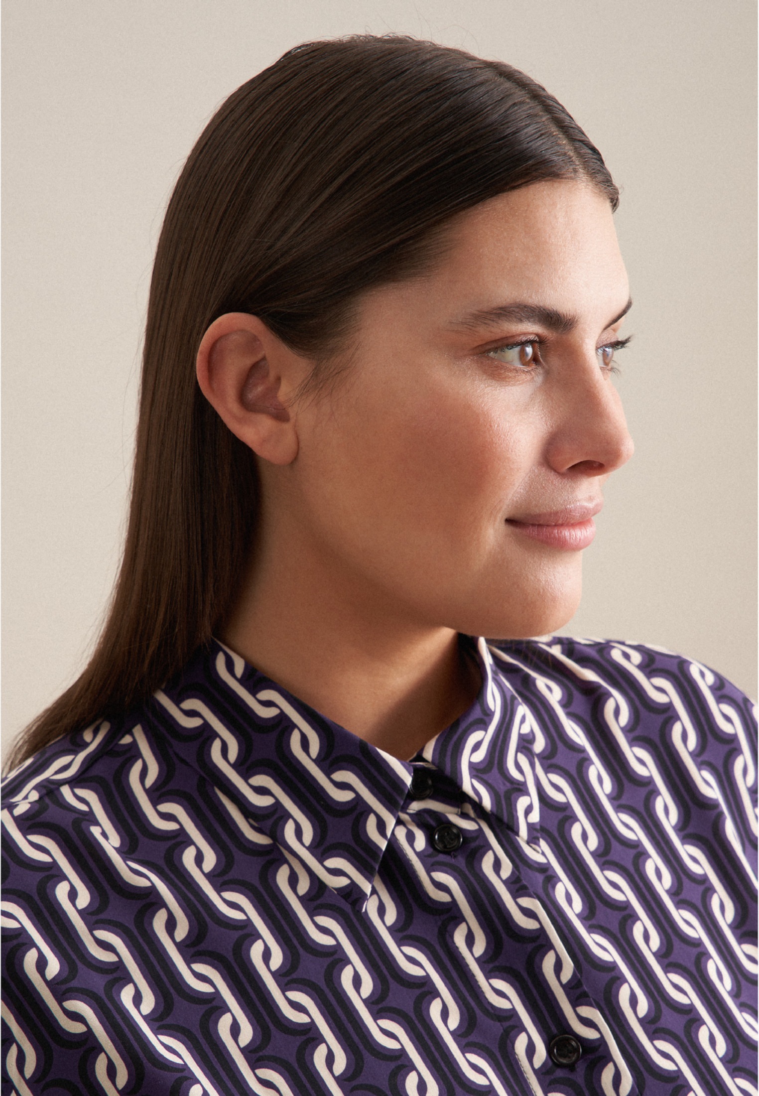 Thumbnail - seidensticker Sommerkleid "Schwarze Rose" Langarm Kragen Druck