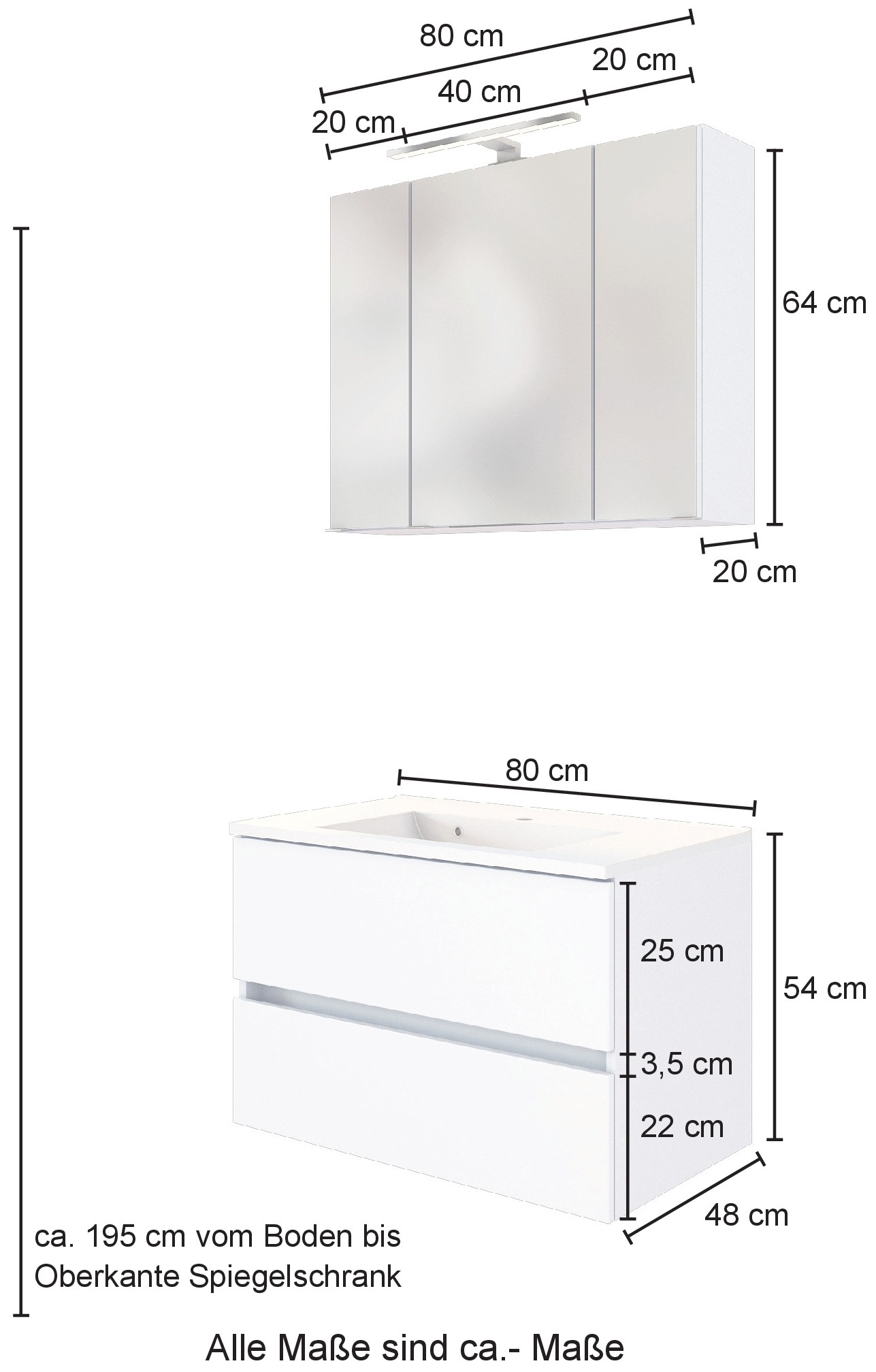welltime Waschtisch-Set »Horki«, Breite 80 cm