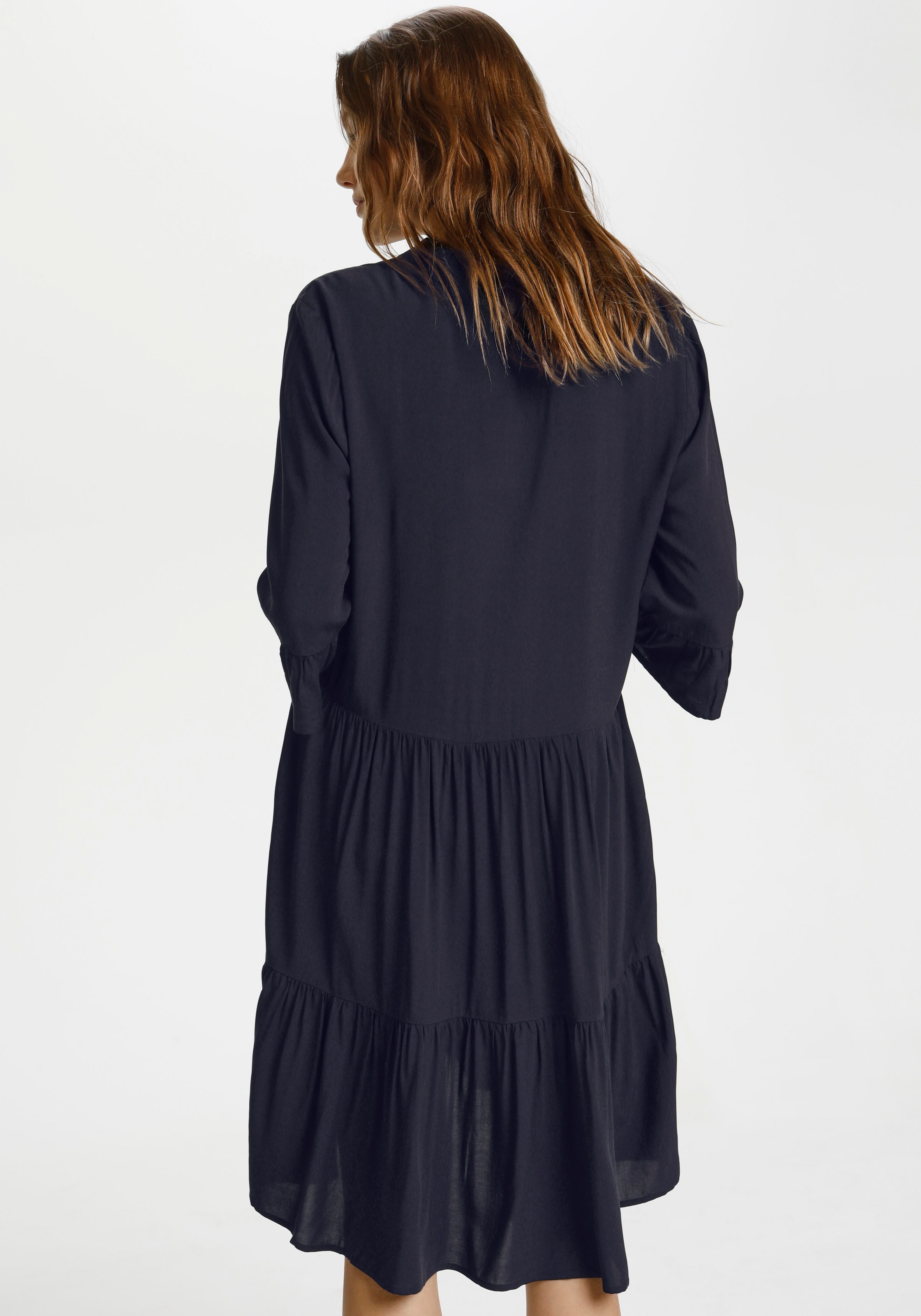 Saint Tropez Blusenkleid "EdaSZ SOLID", Sommerkleid, mit Volants und Raffun günstig online kaufen