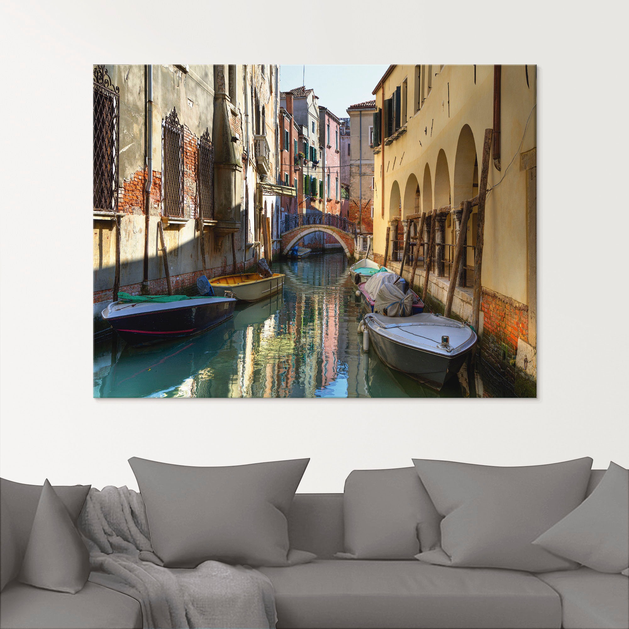 Artland Glasbild "Boote auf Kanal in Venedig" Italien 1 Stk. tlg. in versch günstig online kaufen