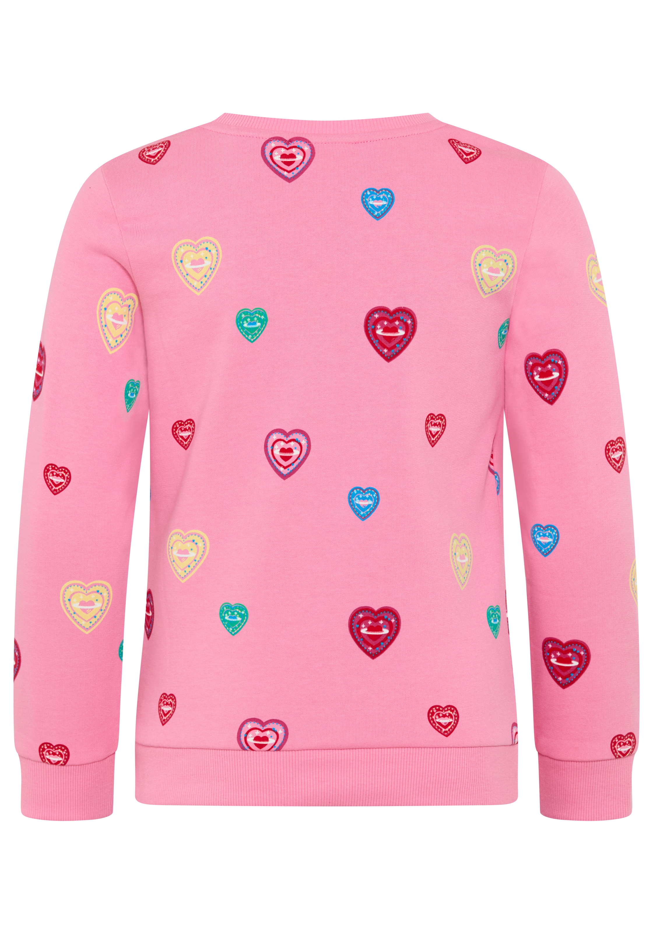 Scout Sweatshirt »Shirt in süßem Herzen-Allover - NEU von SCOUT«, Allover gemustertes Sweatshirt, hüftlange Basic-Passform
