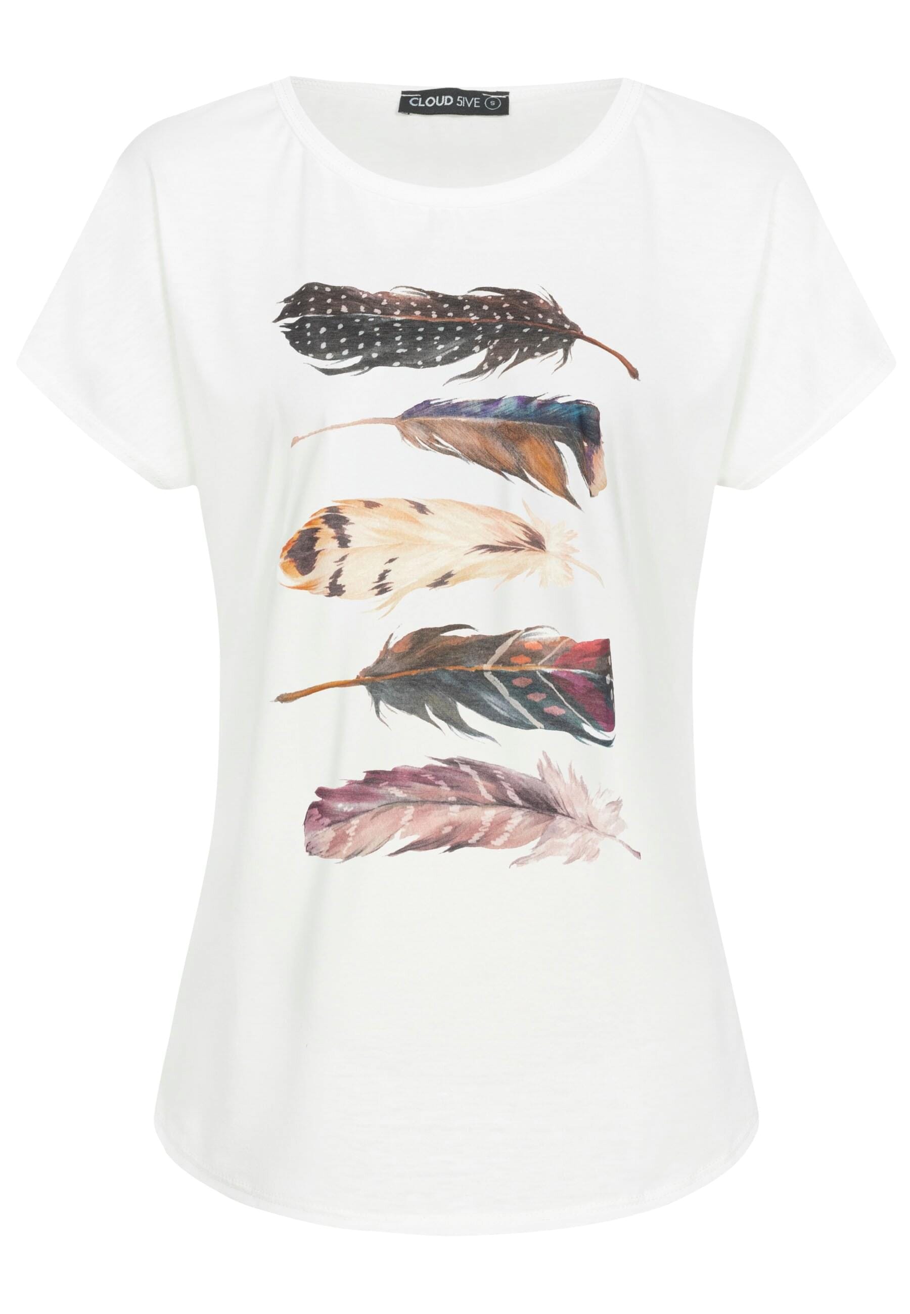 CLOUD 5IVE T-Shirt "CLOUD 5IVE Cloud5ive Damen Viskose T-Shirt mit Feder Pr günstig online kaufen