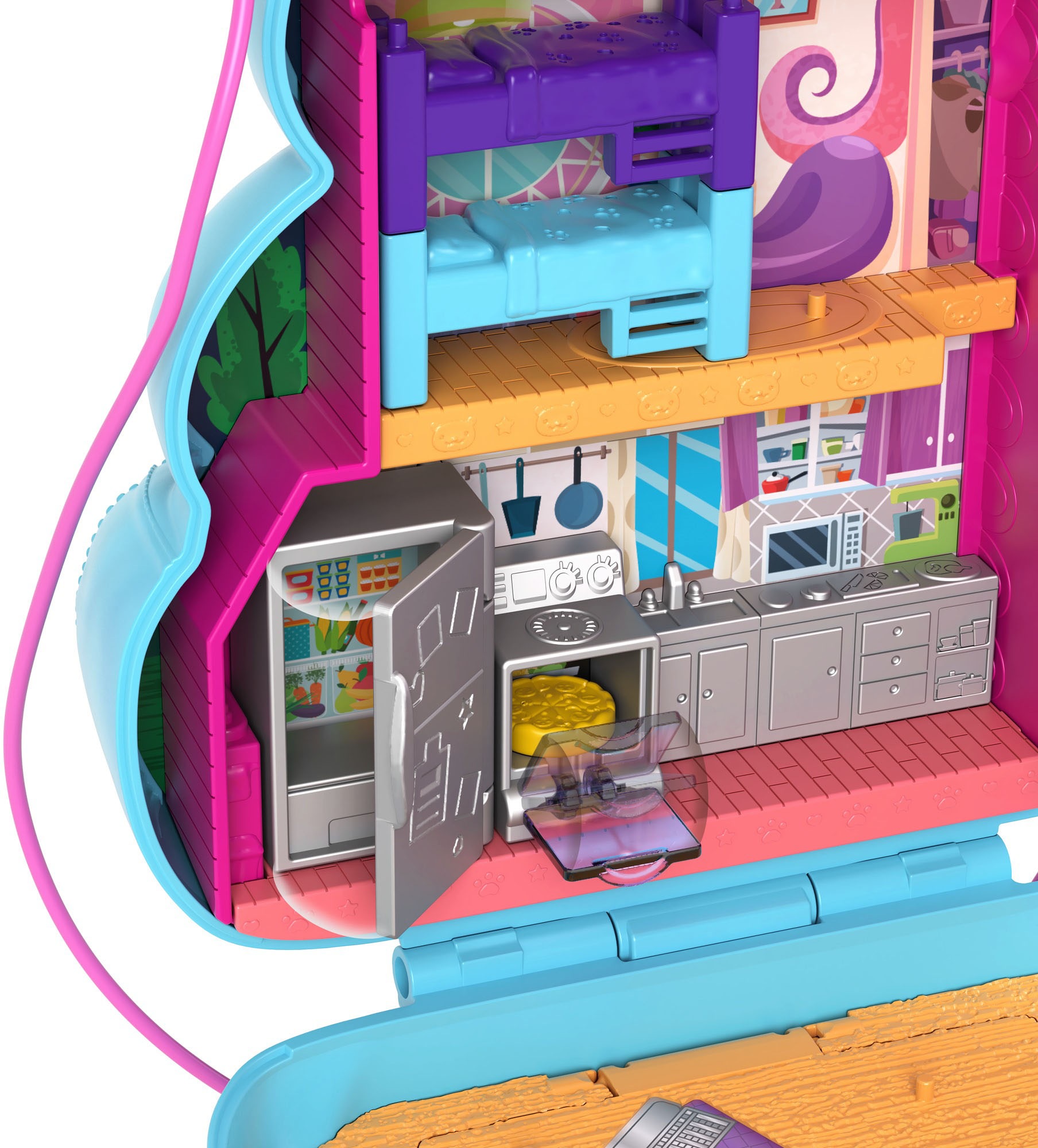 Polly Pocket Spielwelt »Sleepover Teddybär-Tasche«, mit 2 Figuren und Zubehör