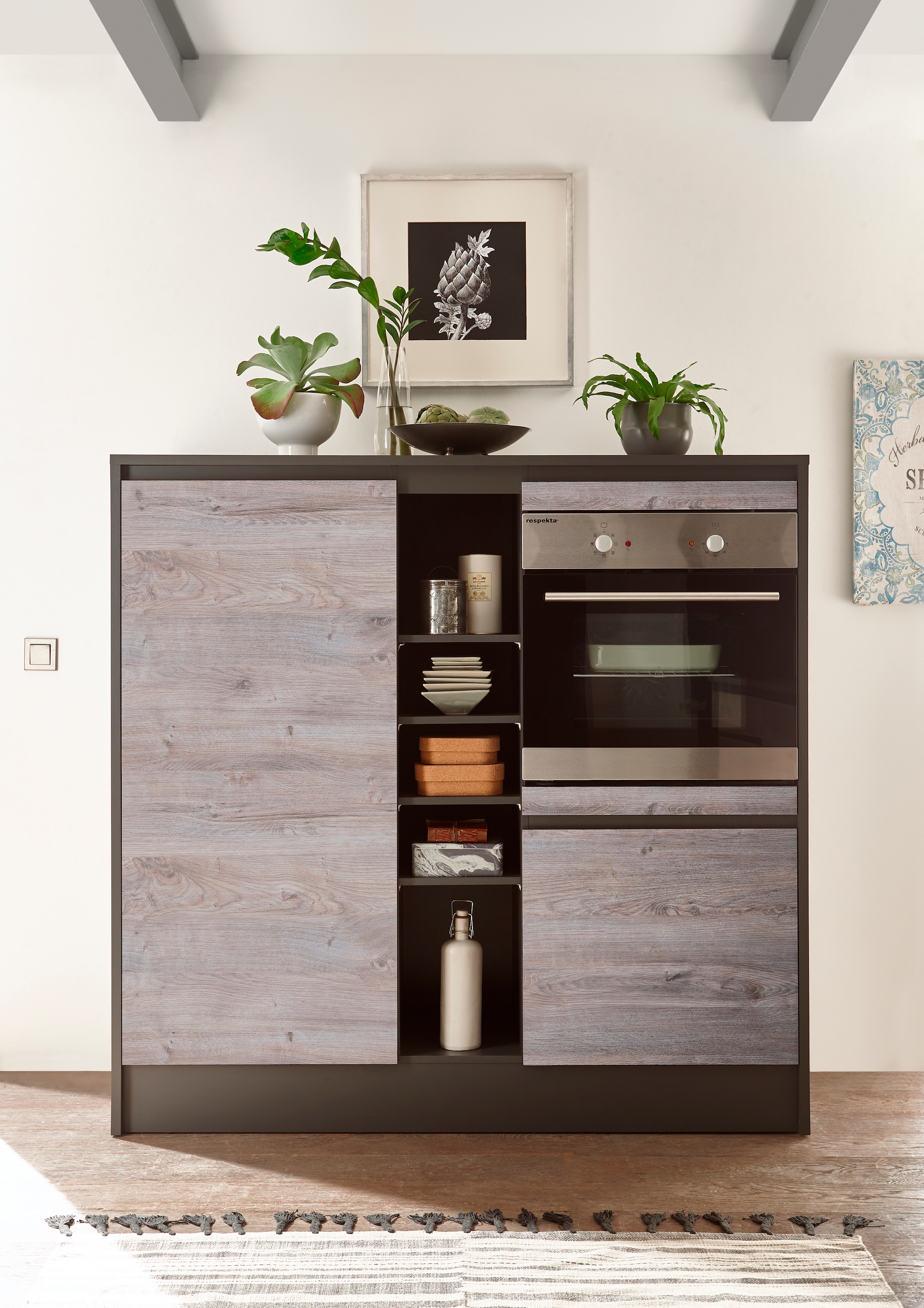 BASIC by Balculina Küchenzeile »Less«, (Set), ohne E-Geräte, Breite 210 cm + 150 cm