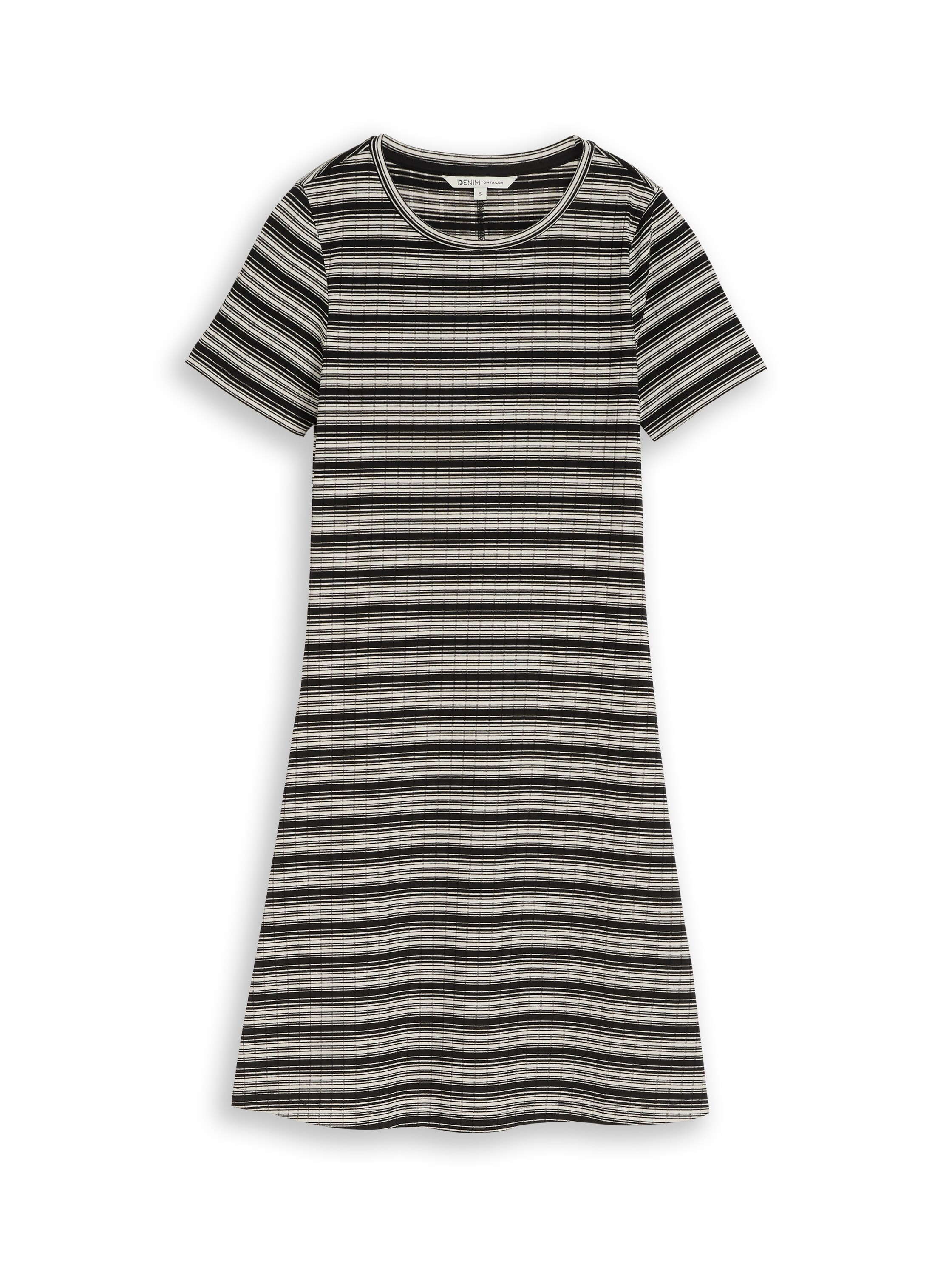 TOM TAILOR Denim Sommerkleid Ohne Taschen Sommerkleid im Streifen-Look