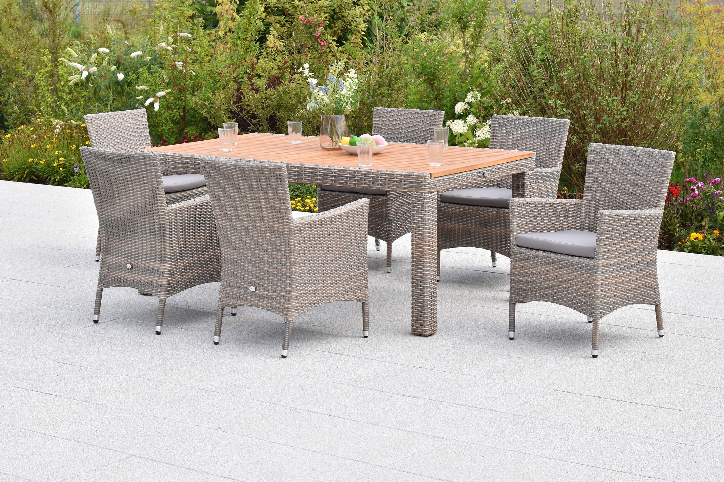 MERXX Essgruppe »Teneriffa« Set, 13 tlg. inkl. 6 Sessel, 6 Auflagen, 1 Tisch
