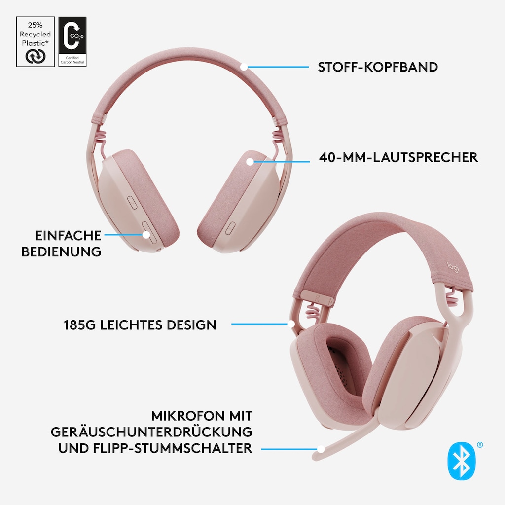 Logitech Gaming-Headset »Zone Vibe 100«, Bluetooth, Noise-Cancelling