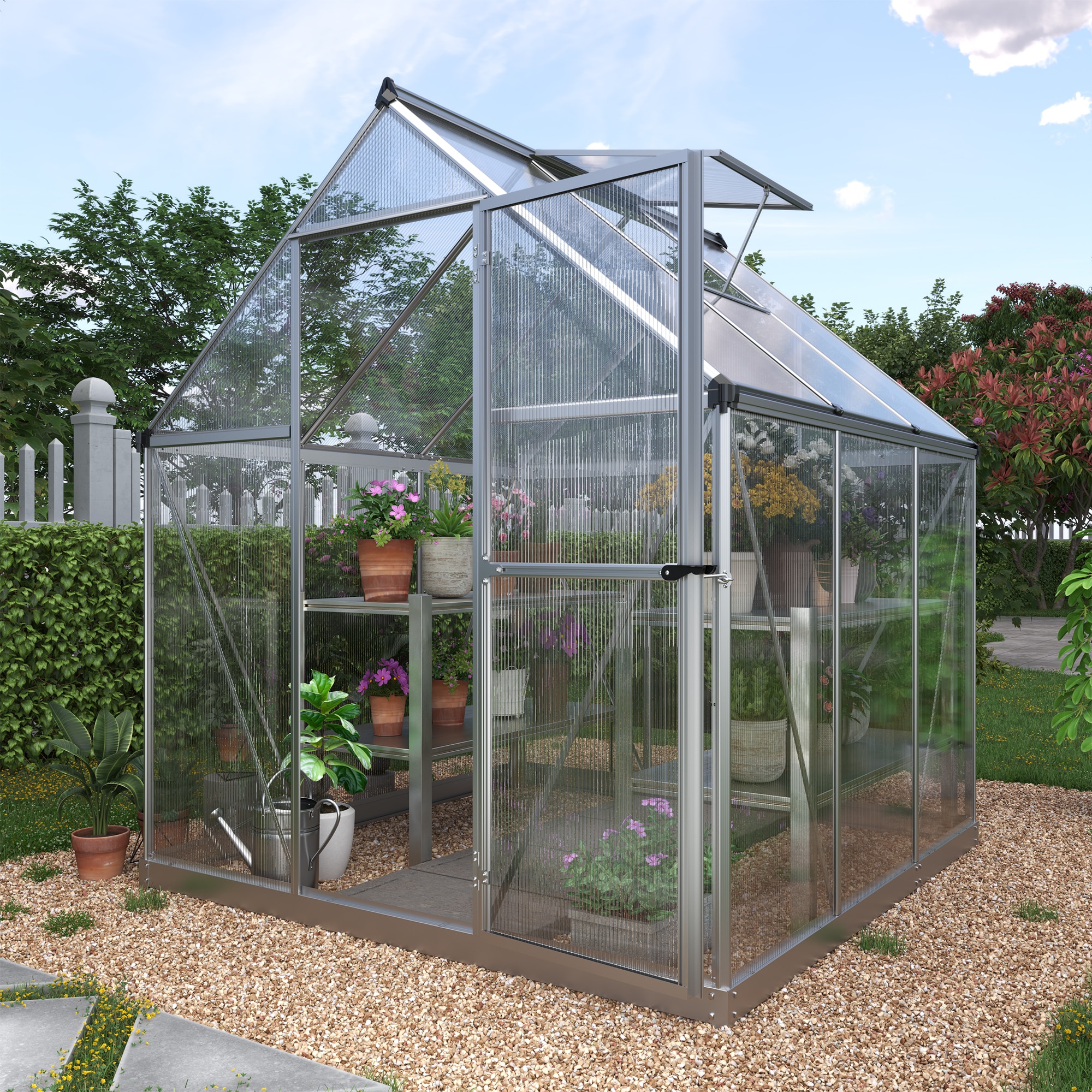 Gewächshaus KONIFERA, B:182cm T:185cm, silber, Garten, Gewächshäuser, mit Fundamentrahmen