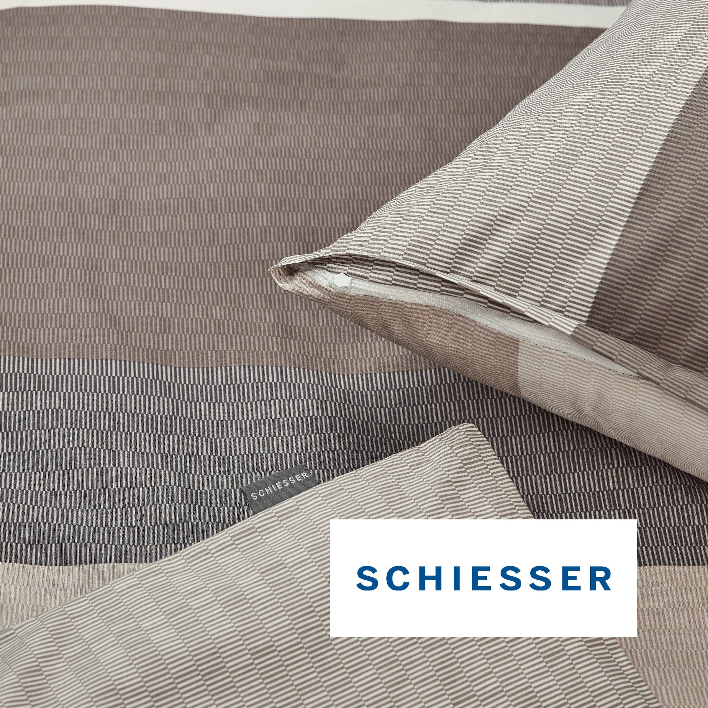 Schiesser Bettwäsche »Endy Stripes aus weicher Baumwolle mit großen und kleinen Streifen« 2 Stk. OEKO-TEX® MADE IN GREEN