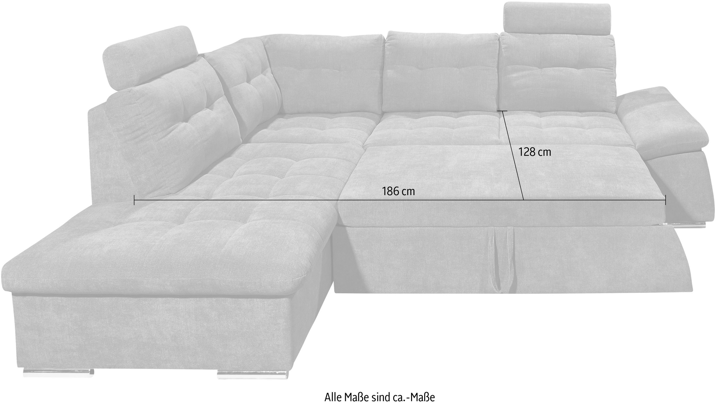 ED EXCITING DESIGN Ecksofa »Nalo L-Form«, mit Bettfunktion, Bettkasten, Kopfstützen, Nierenkissen etc.