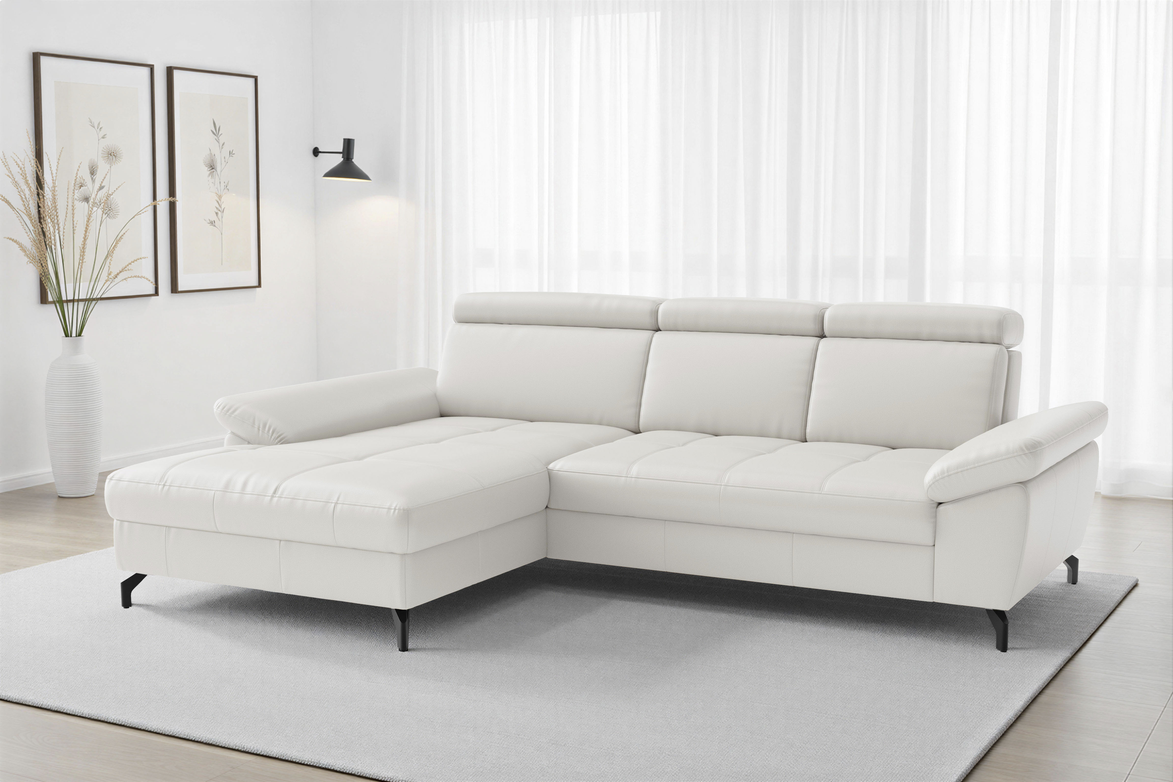 sit&more "Vanity L-Form, Leder, B: 264 cm, mit Sitz-, Kopf u. Armteilverstellung" Couch optional mit Schlaffunktion & Bettkasten, in Leder