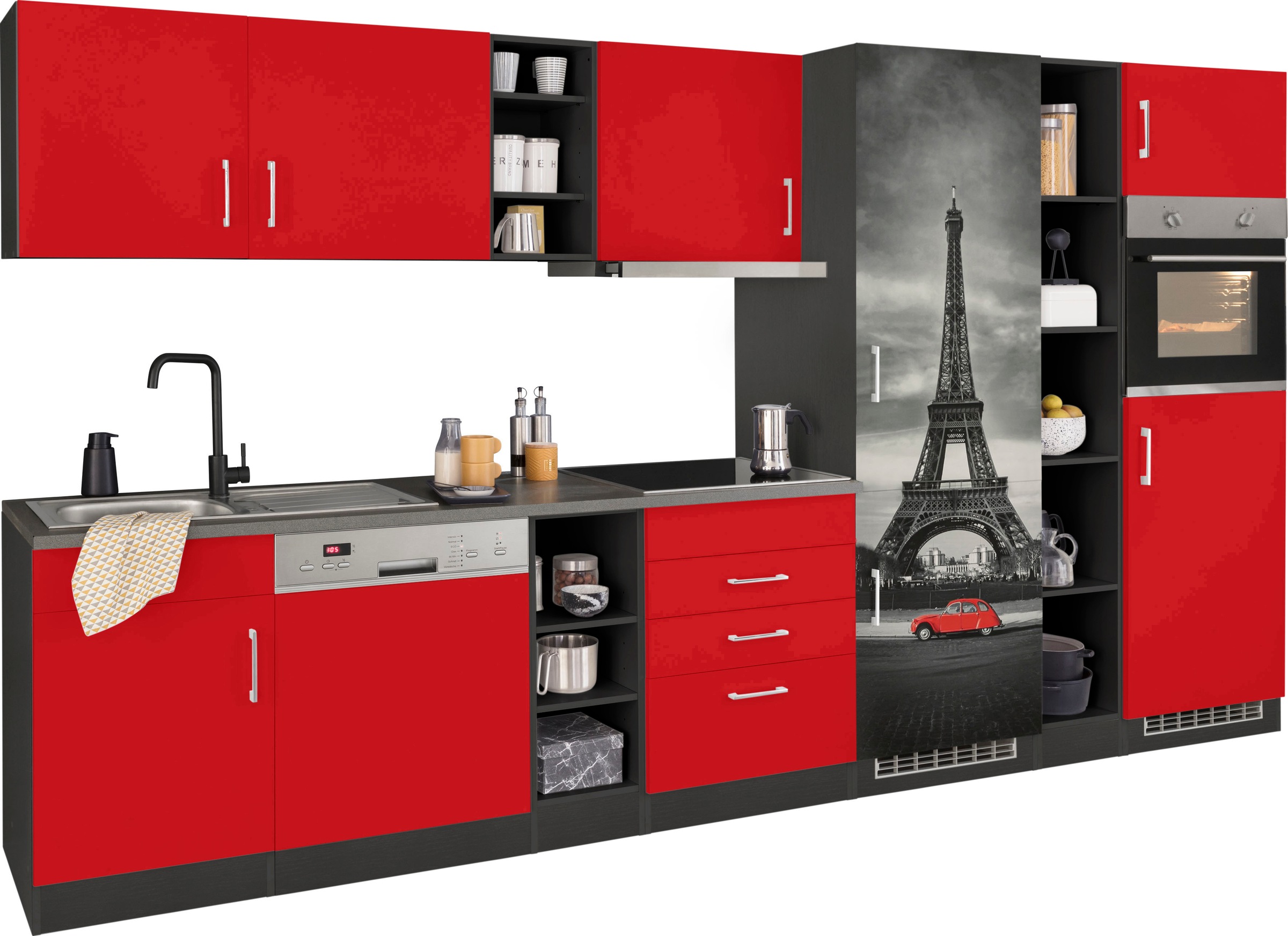HELD MÖBEL Küchenzeile "Paris", mit E-Geräten, Breite 350 cm, mit großer Kü günstig online kaufen